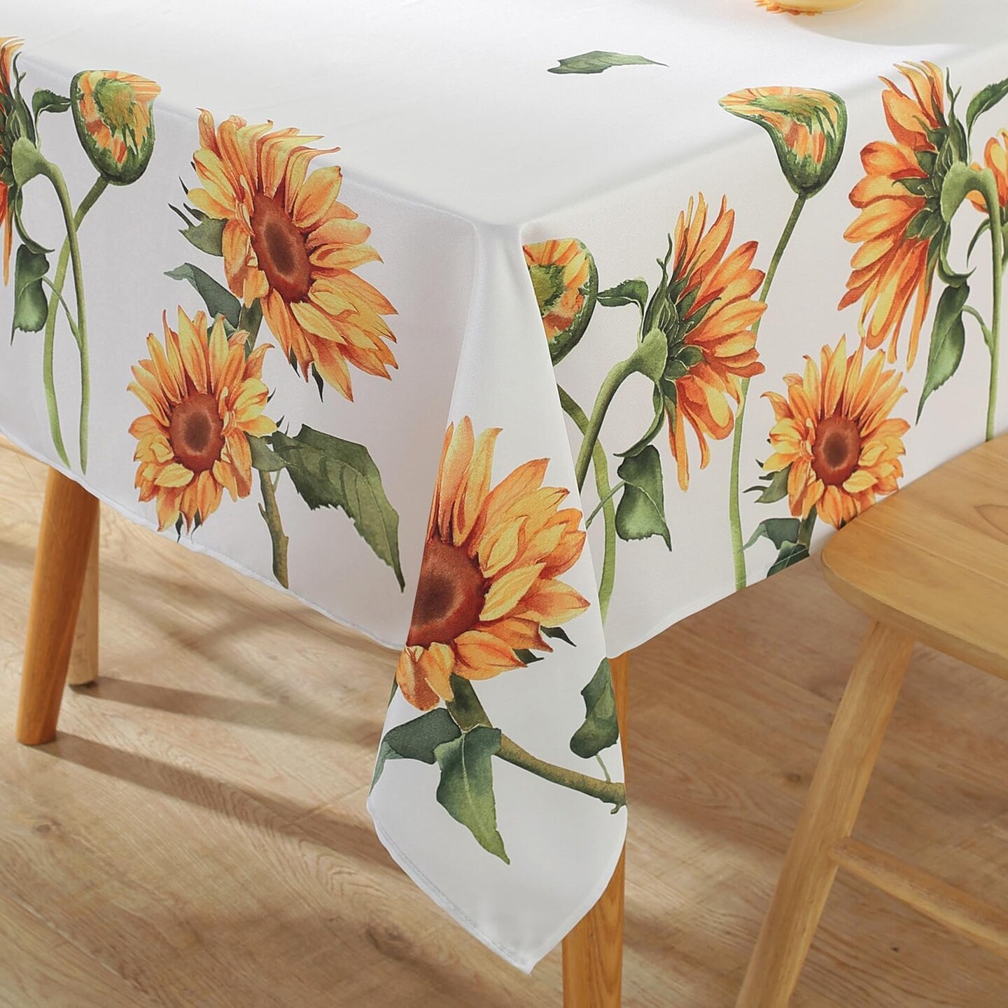 Summer Sunflower Tablecloths for Rectangle Table 60&#x22;x102&#x22;,Yellow Floral Table Cloth,Spillproof Wrink Free Fabric Table Cover for Fall Autumn Camping Picnic Dinning