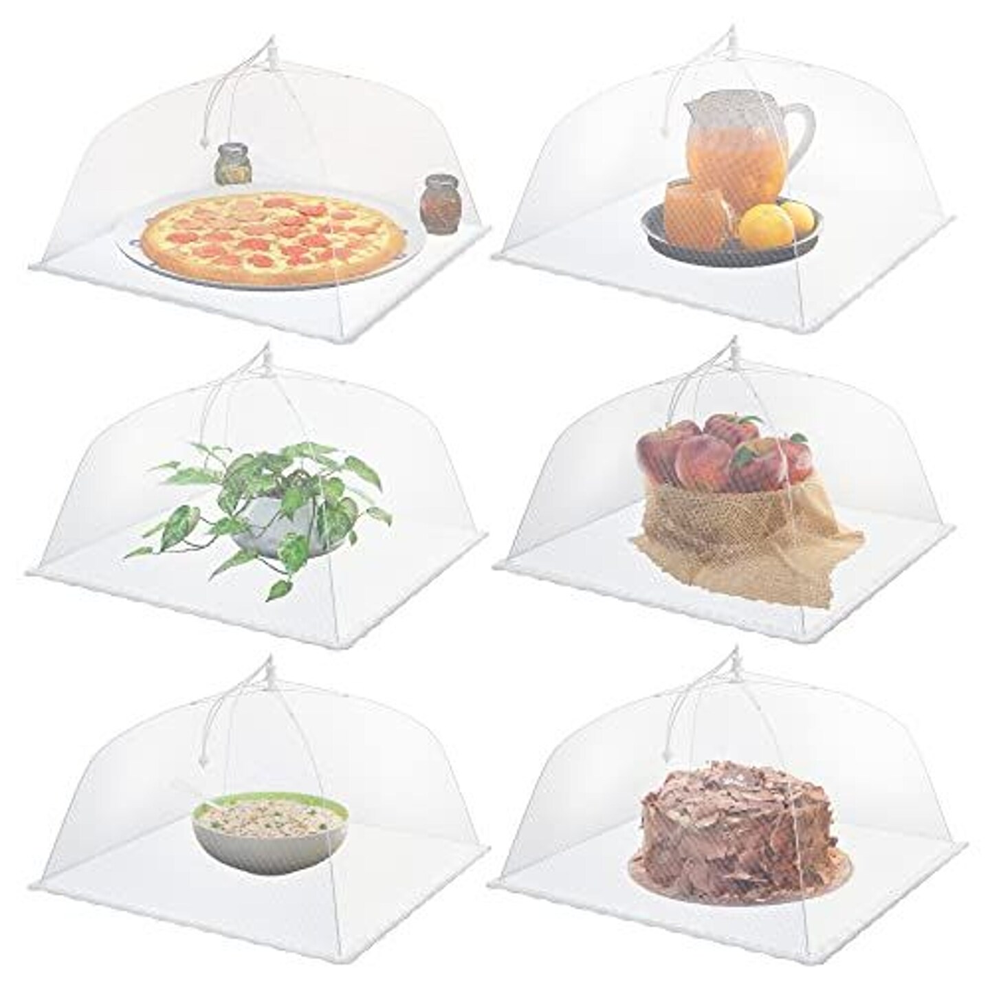 Simply Genius 6 Pack Large &#x26; Tall 17x17 Inches Pop-Up Mesh Food Covers Tent Umbrella for Outdoors, Reusable &#x26; Collapsible Picnic Accessories Outdoor Food Covers for Outdoor Parties, Picnics &#x26; BBQs
