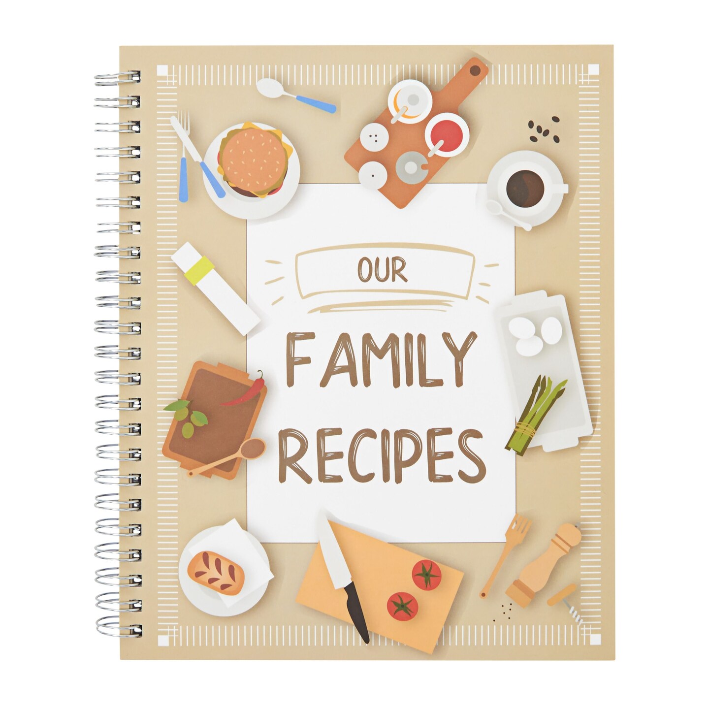 Pipilo Press Blank Family Cookbook Recipe Binder - 6.5 x 8.2 in Hardcover Spiral Bound - 90 Ruled Pages with Memo Pocket - Write In Your Own Recipes & Meal Planning Notebook