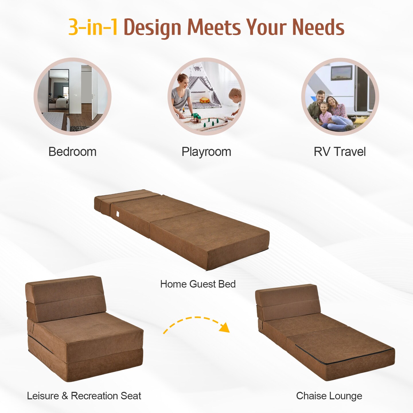 Flocking Sofa Bed Mattress with Sponge Filling and Magic Stick