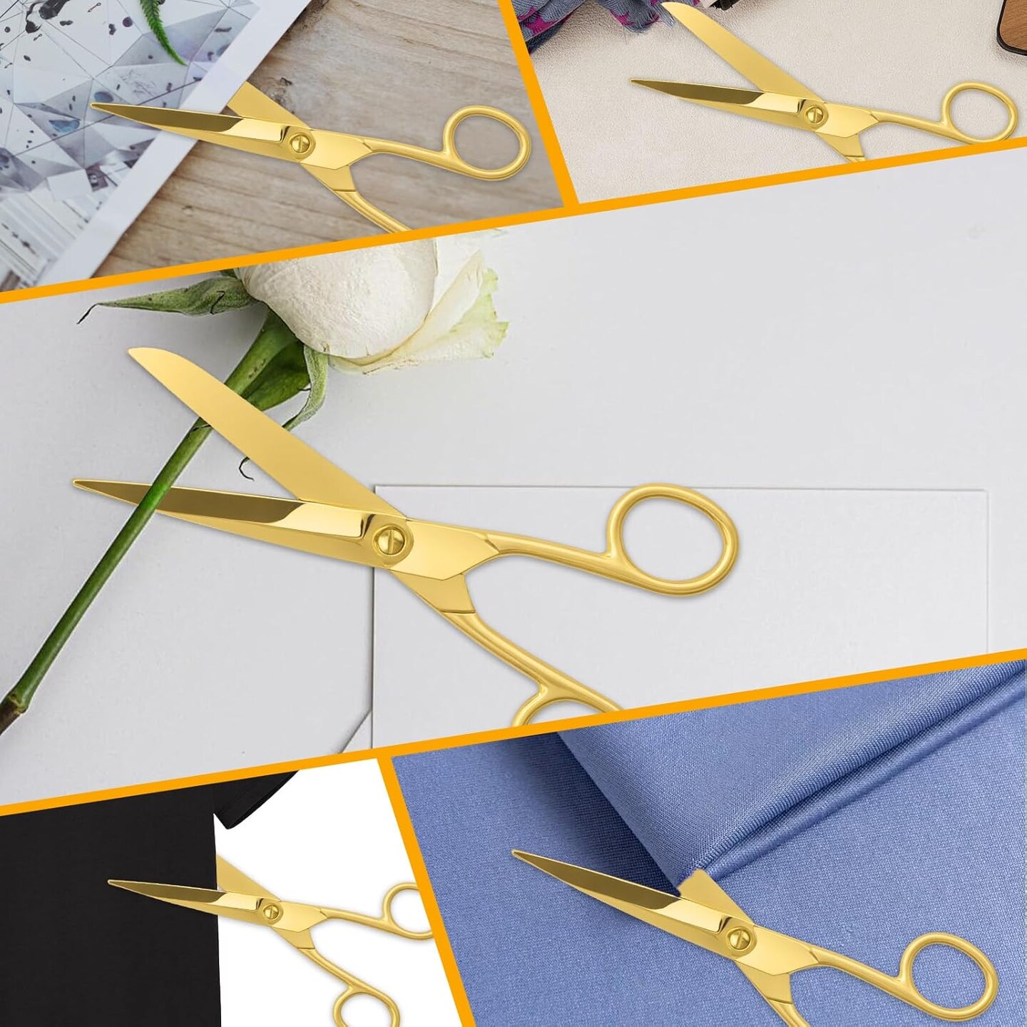 7&#x22; Small Gold Scissors Craft Tailor Fabric Brass Scissors, Gold Scissor for Office Multipurpose Stylish, Heavy Duty Golden Scissor, All Purpose Stainless Steel Dressmaker Shears for School Office