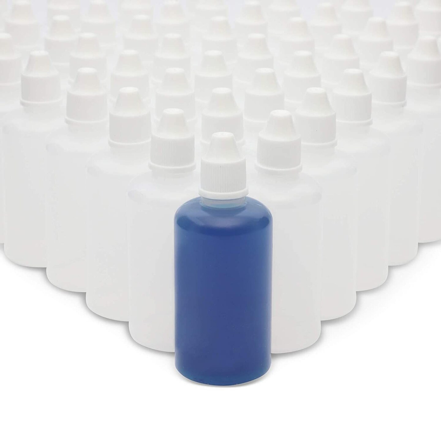 Squeezable Dropper Bottles (1.6 oz, White, PE, Pack of 50)