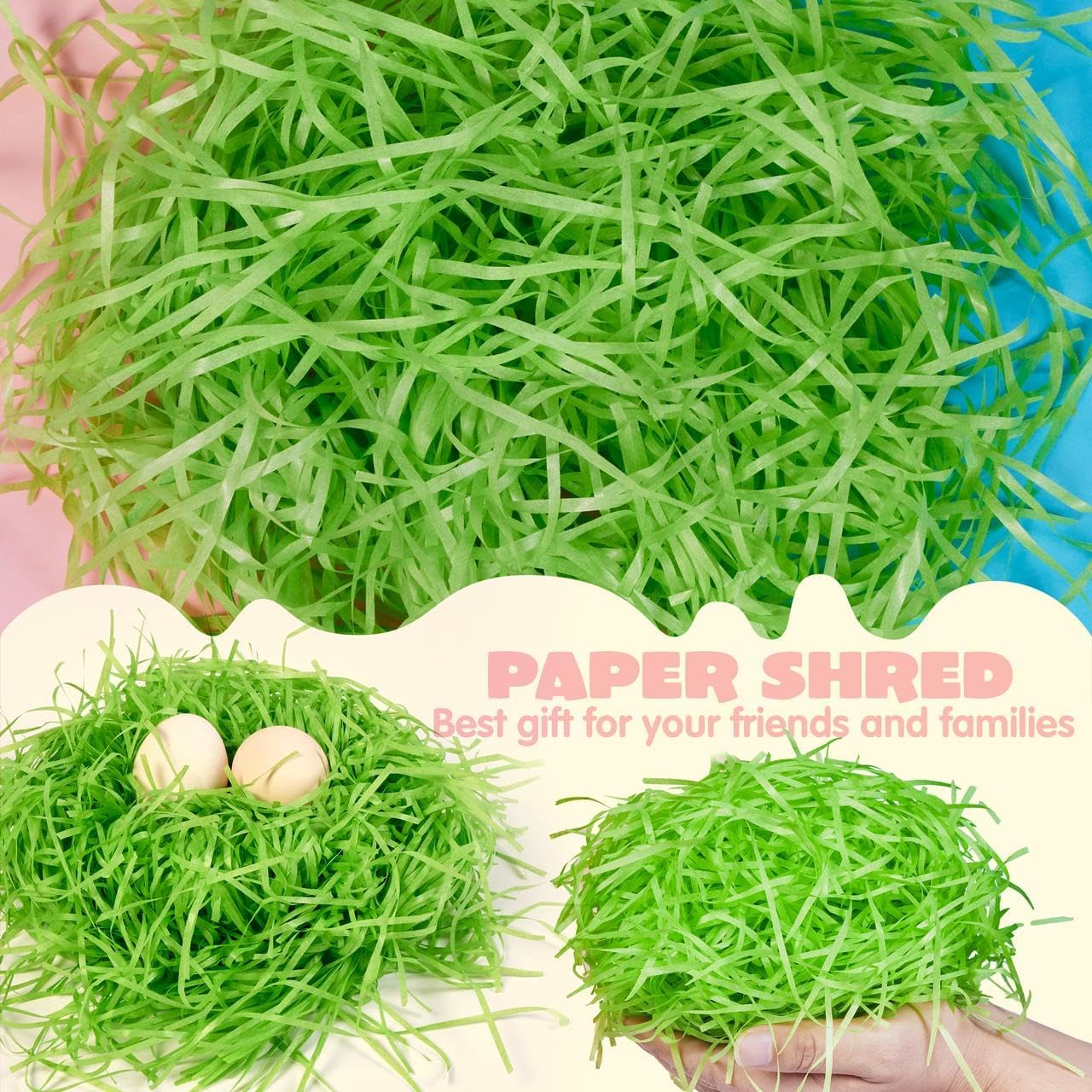16 OZ Easter Grass 6 Colors Recyclable Paper Shred for Basket Filler Stuffers