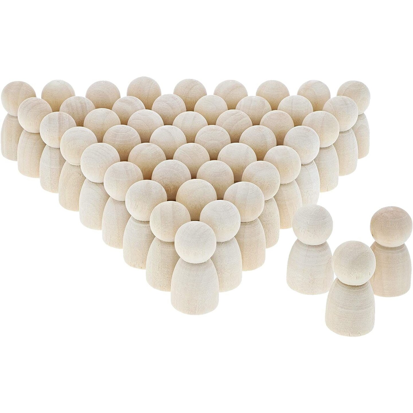 Wood Peg Dolls, Wooden Figures (1.1 Inch, 50-Pack)