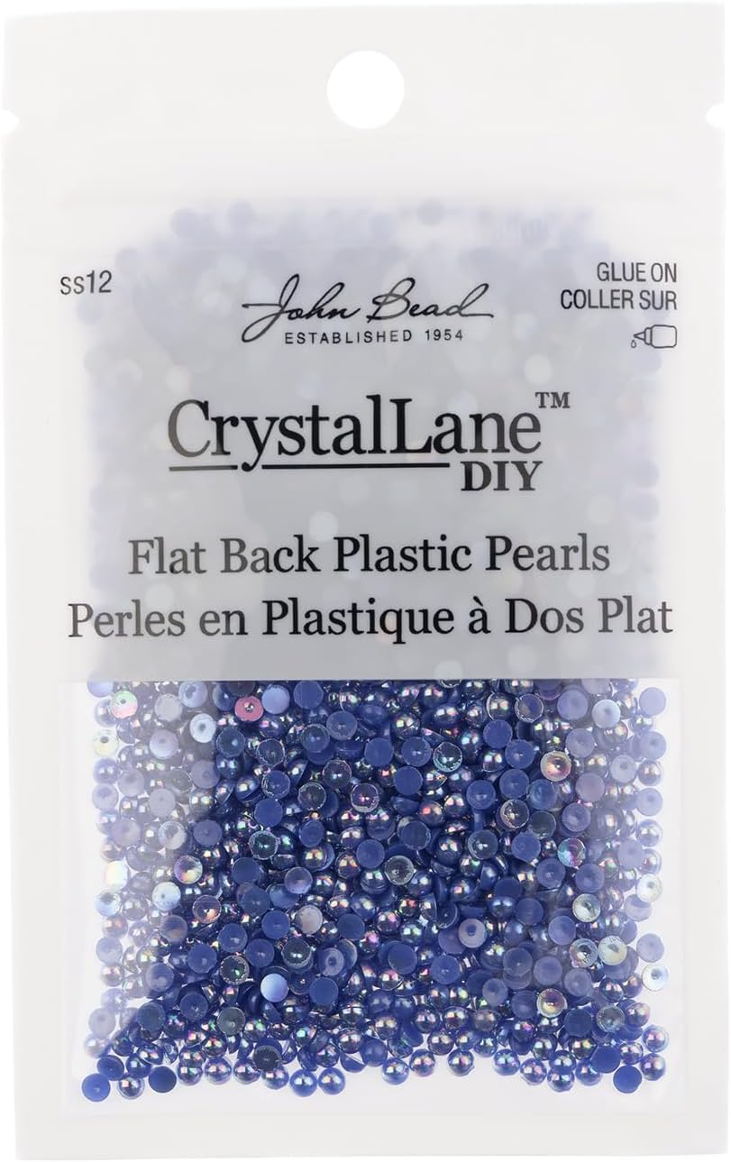 Crystal Lane DIY SS12(3mm) Plastic Pearl Flatback Rhinestones, 1850pcs