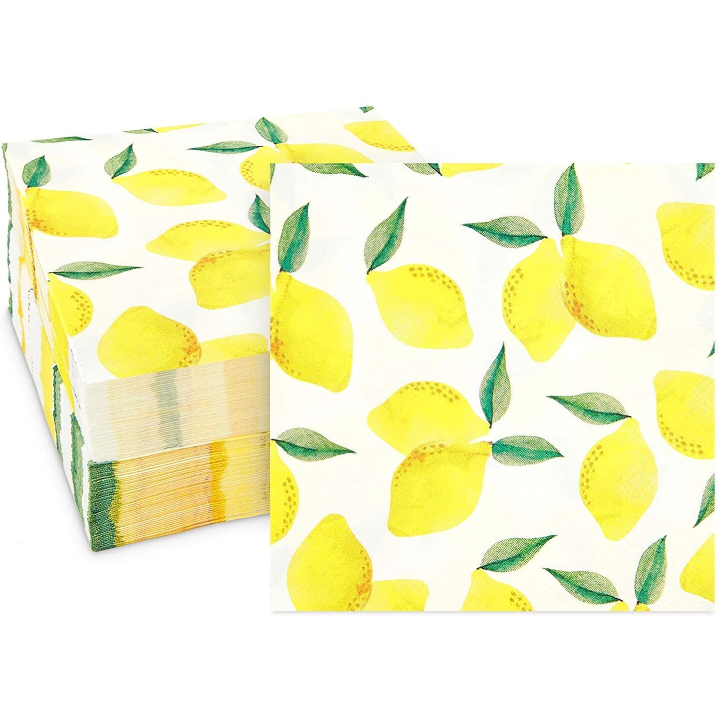 100-Pack Fruit Cocktail Napkins, Summer Party Decorations (Lemon Design, 5x5 in)