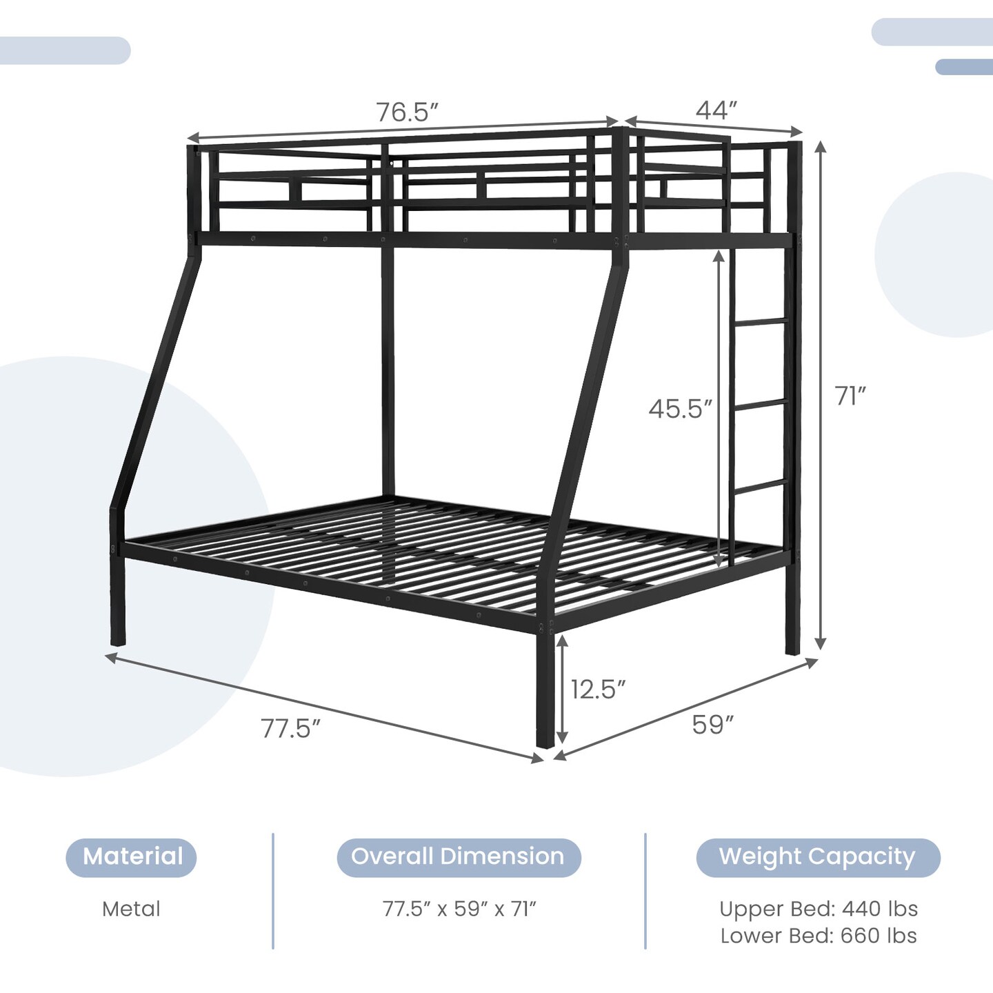 Metal Slatted Bed Frame for Teens Adults Noise-Free No Box Spring Required