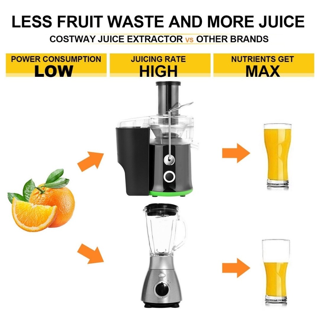 2 Speed Wide Mouth Fruit and Vegetable Electric Juicer with Stainless Steel Strainer