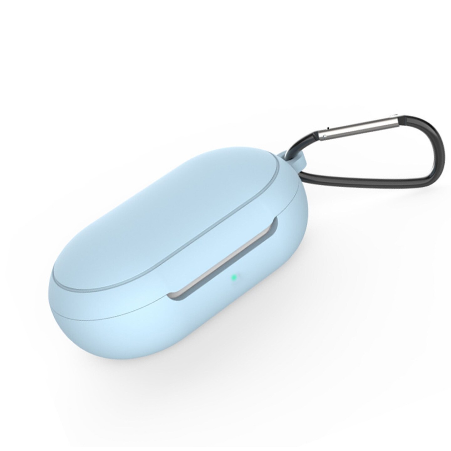 For Galaxy Buds+ / Buds Case, Protective Silicone Cover with Carabiner Keychain Compatible with Samsung Galaxy Buds+ Plus 2020 Buds 2019 Wireless Earbuds, Light Blue by Insten