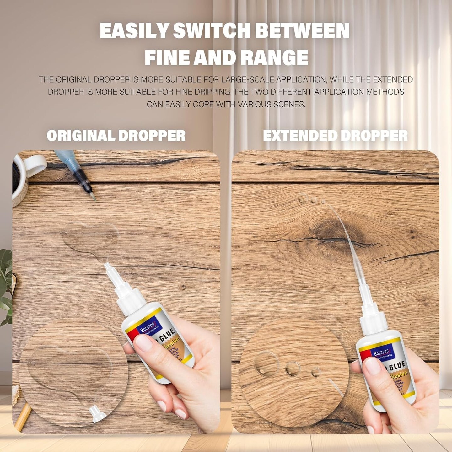 Wood Glue, 2 Pack Fast-Instant Super Glue for Wood, Clear Glue for Woodworking, Waterproof Cyanoacrylate Adhesives Ideal for Wooden Furniture, Wooden Product, Crafts, Floor, DIY