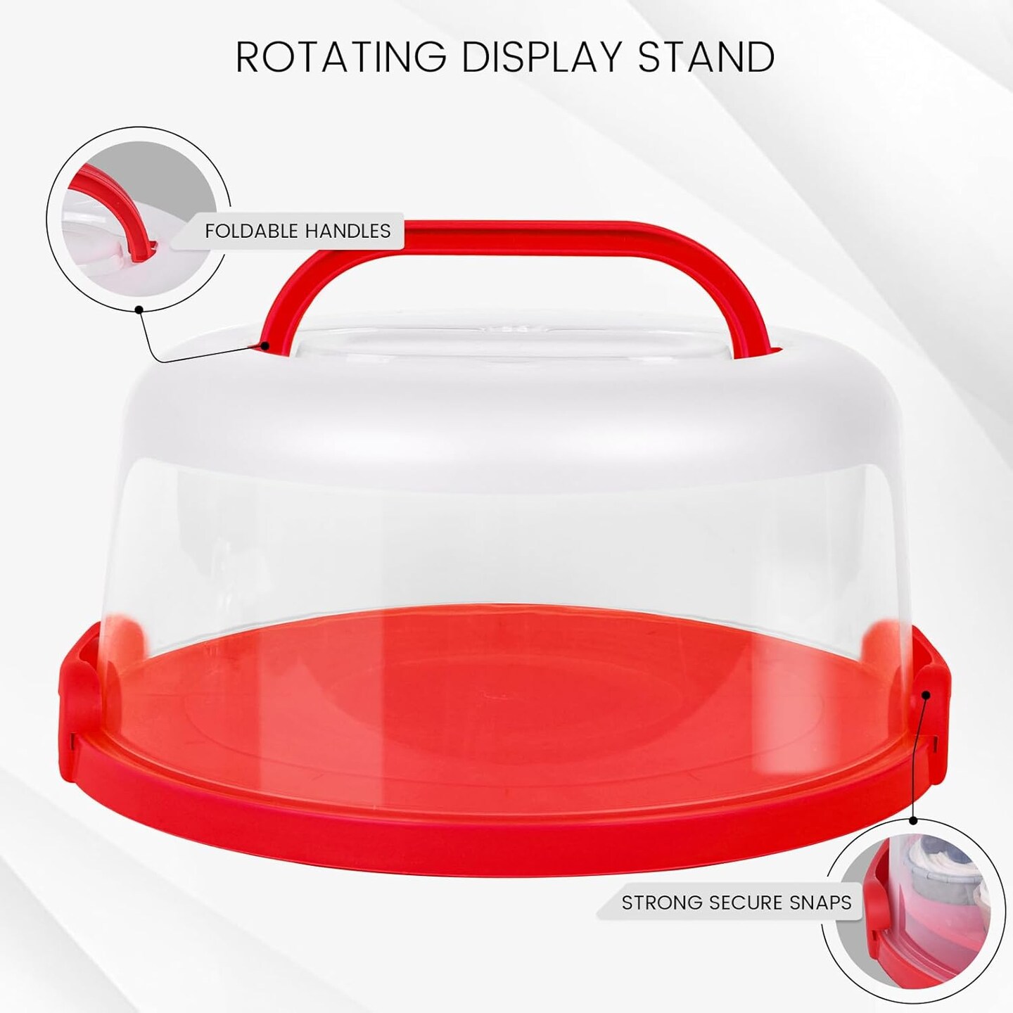 Cake Carrier with Lid and Handle, 12x6 Inch Red Cake Holder Cupcake Container for 11 Cupcakes 2 in 1 Portable Dessert Container for Cake Pie Muffin Cobbler