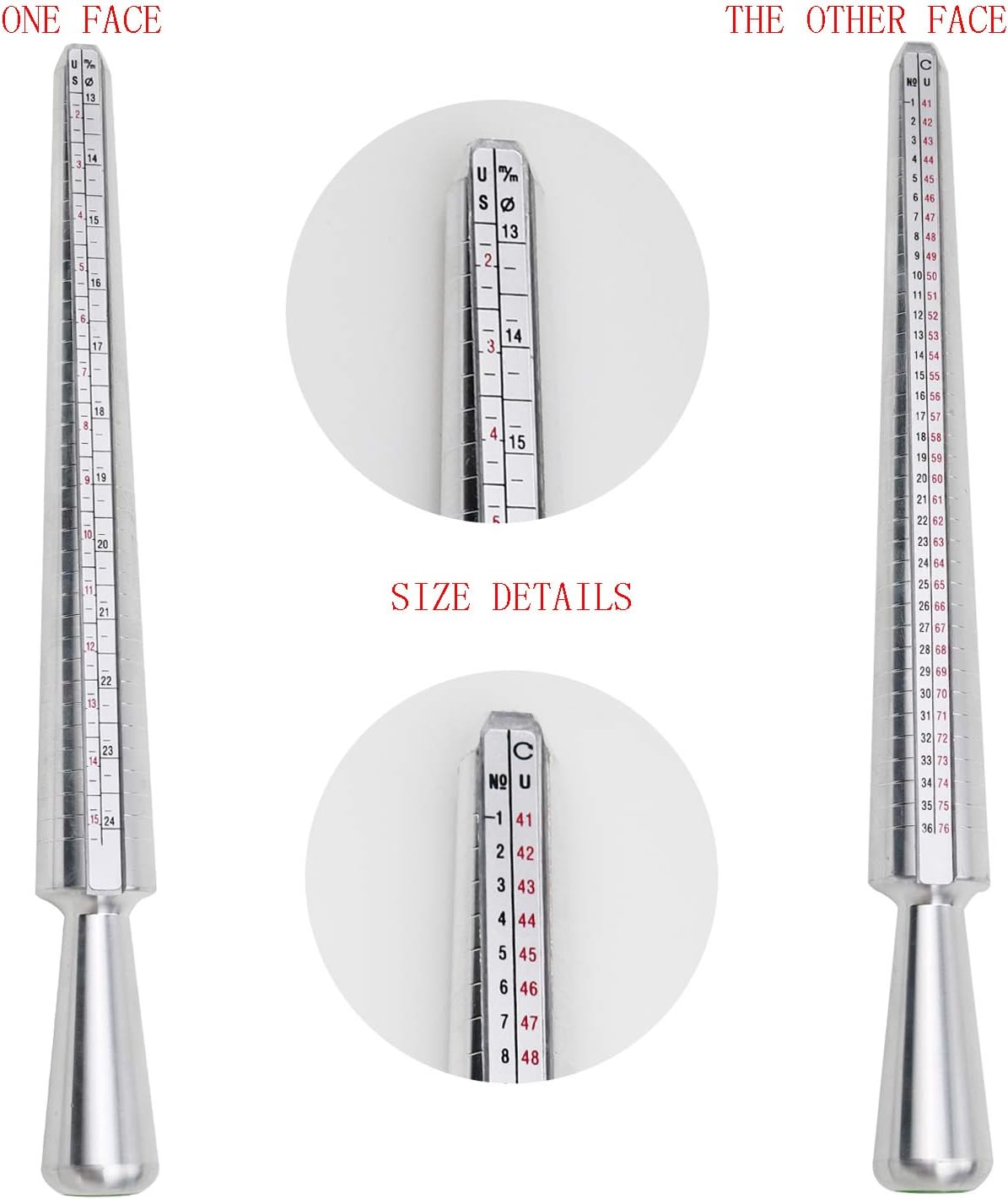 Metal Ring Mandrel Kit with Rubber Mallet, Finger Gauge & Ring Measuring Tools