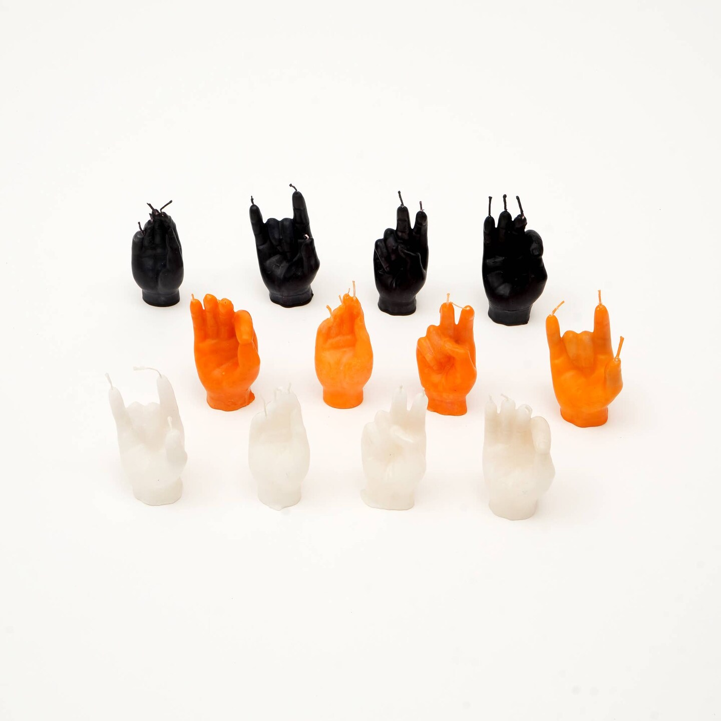 Funky Hands Gesture Halloween Multicolor Candle Box - 12 Pcs