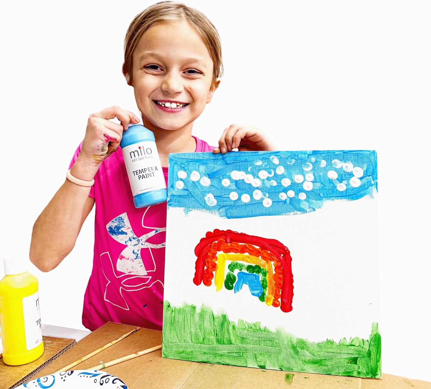 12-Color Washable Tempera Paint Set, 8 oz Bottles – Non-Toxic, Made in USA for Arts & Crafts