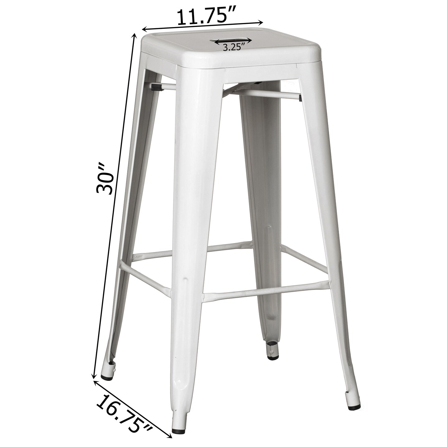Basicwise 30-inch Backless Metal Bar Stool Stackable Heavy-Duty Counter-Height Chair for Home Bars Patios Kitchen Islands Cafes Restaurants Bistros and Dining Areas for Indoor &#x26; Outdoor Use