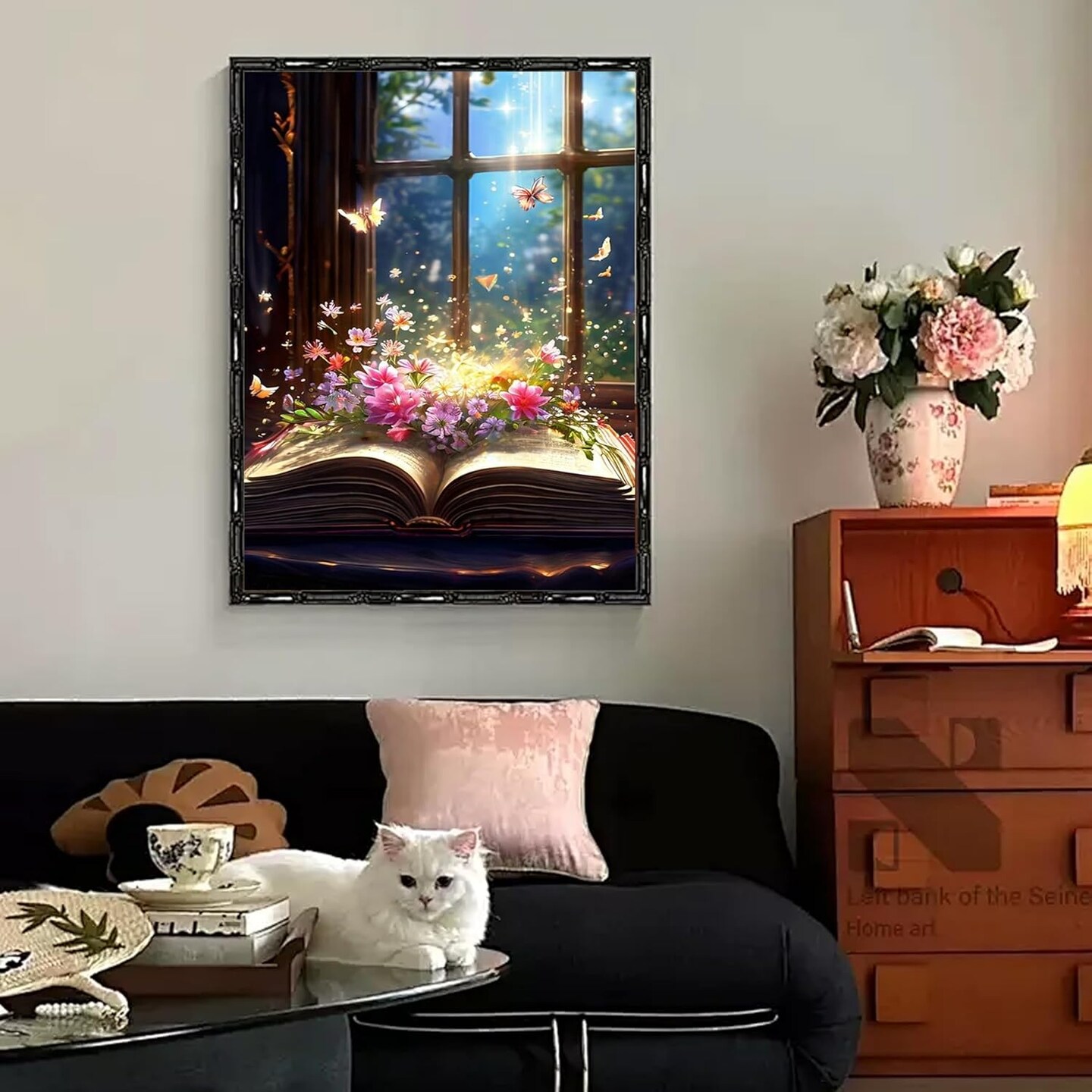 Butterfly Book Paint by Numbers Kit – Adult Canvas DIY, 16"x20" Flowers Wall Decor