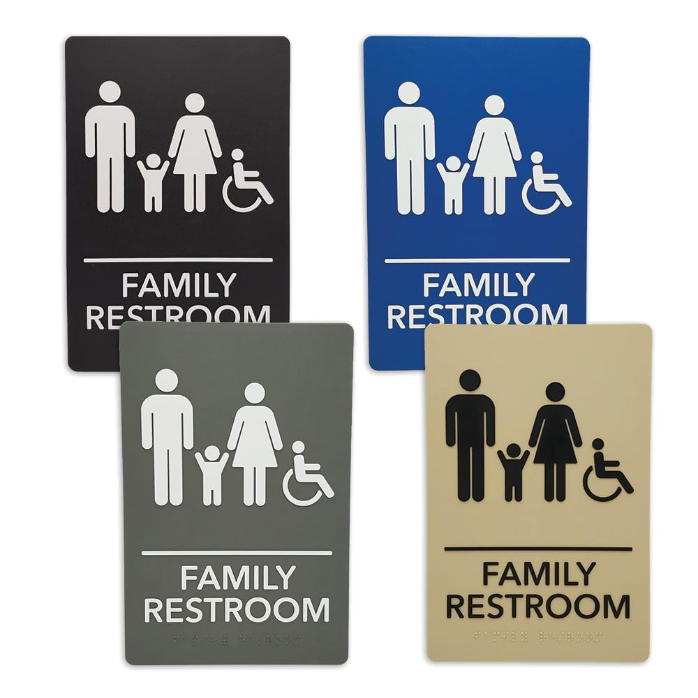 ADA-Compliant Wayfinding Signs &#x2013; Durable, Non-Glare, Scratch-Resistant &#x26; Ready to Install. Featuring Grade 2 Braille &#x26; Raised Tactile Text, These Premade Signs Ensure Easy Compliance for Businesses 2 Pack