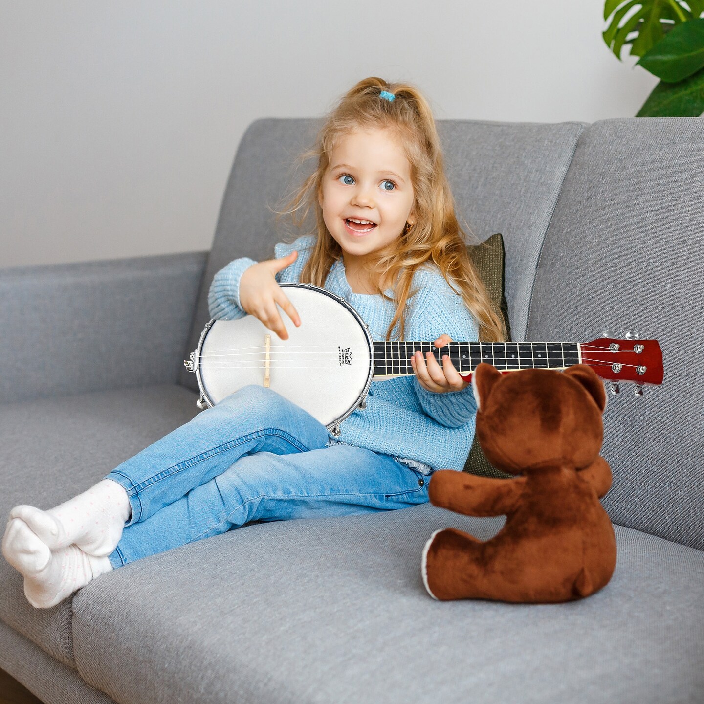 Mini Banjo Ukulele with Remo Drumhead, Maple Bridge and Gig Bag