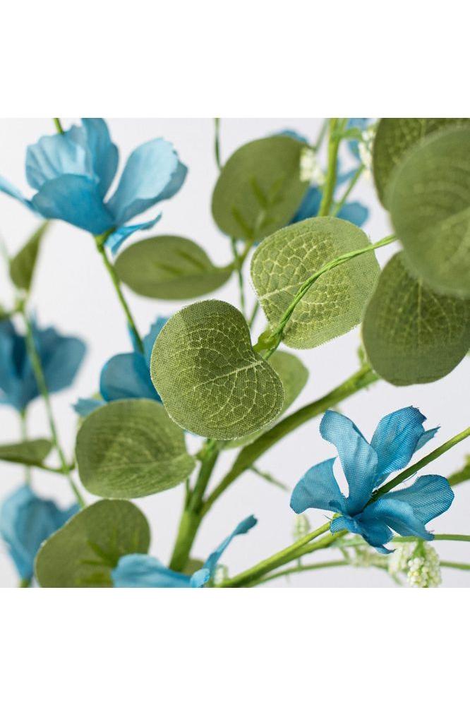 Fabric Flower Eucalyptus Spray: Light Blue