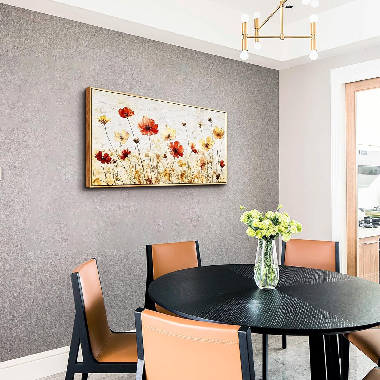 Large Framed Canvas Wall Art For Living Room Wall Decoration For Bedroom Abstract Flower Painting Wood Frame Dining Room Decor Artwork Prints Modern Room Home Decor Ready To Hang 20&#x22;X40&#x22;