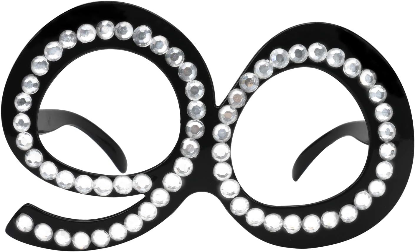 90th Birthday Glasses - Funny Photo Booth Props for Anniversary Celebration Decoration, Plastic Frame with Crystal Party Favors, Novelty Eyewear for Kids and Adults 6 Pack