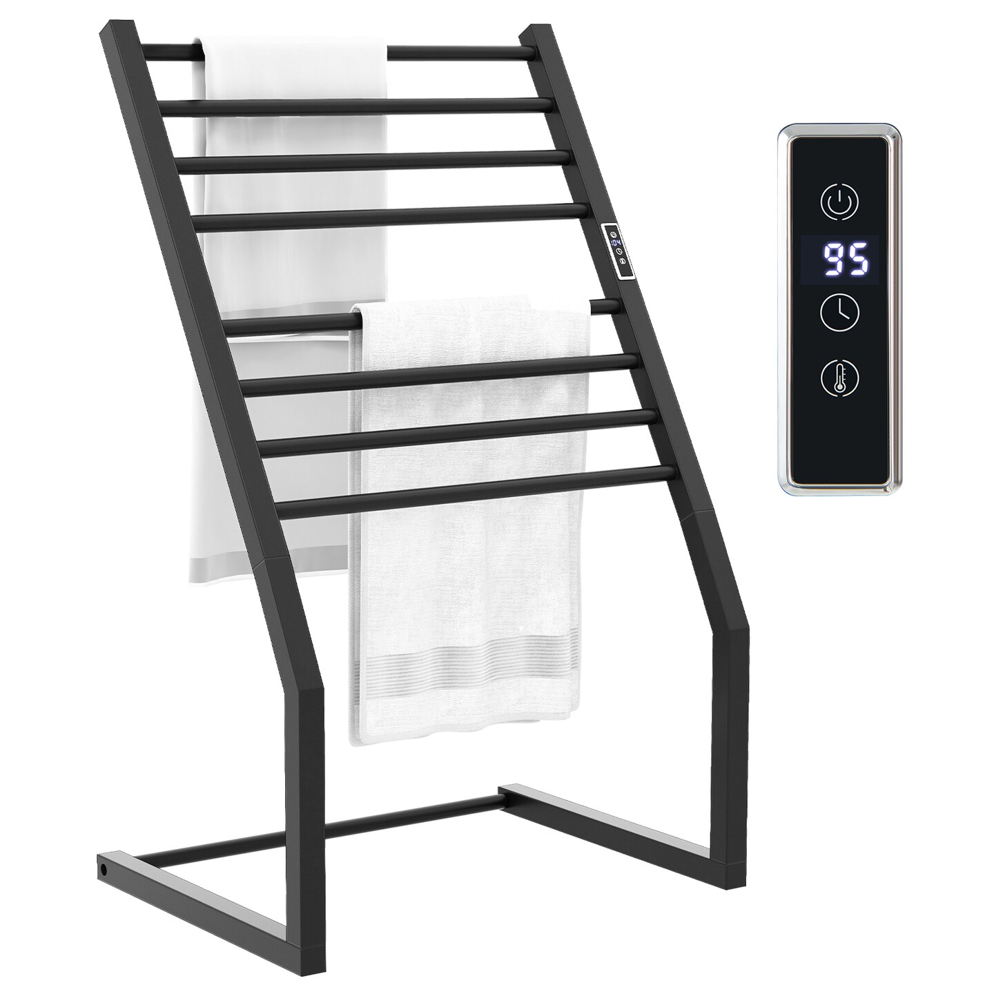 Wall-Mounted or Freestanding Heated Towel Rack with LED Display and Timer