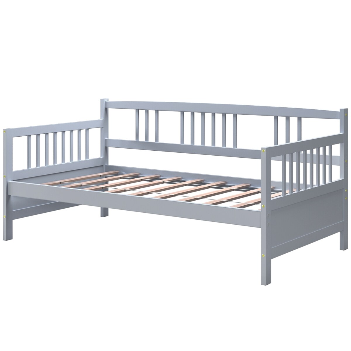 Twin Size Wooden Slats Daybed Bed with Rails Perfect for Living Room and Kids Room or Guest Room