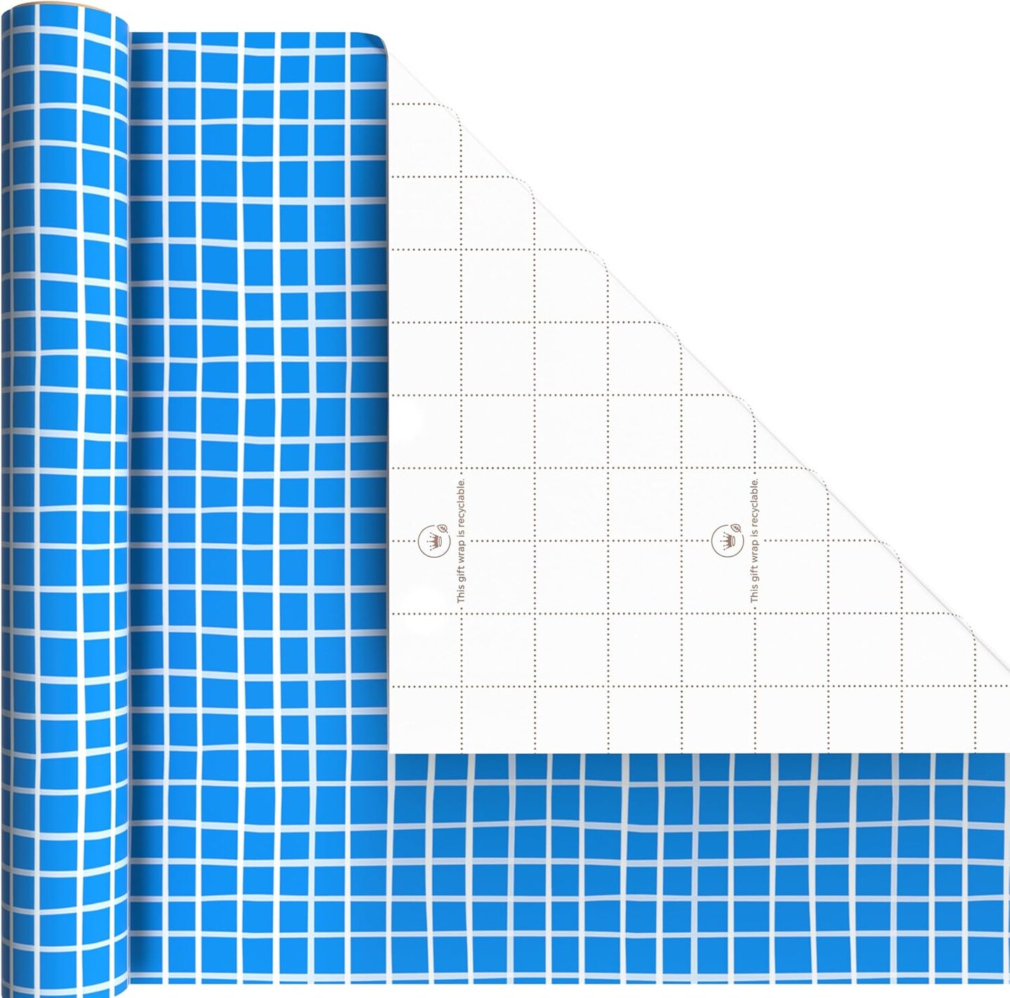 3-Pack Mini Wrapping Paper Rolls – Blue Plaid, Spring Flowers & Rainbow Stripes, 45 Sq. Ft. Total, Perfect for Birthdays, Baby Showers, Mother’s Day, and Any Occasion