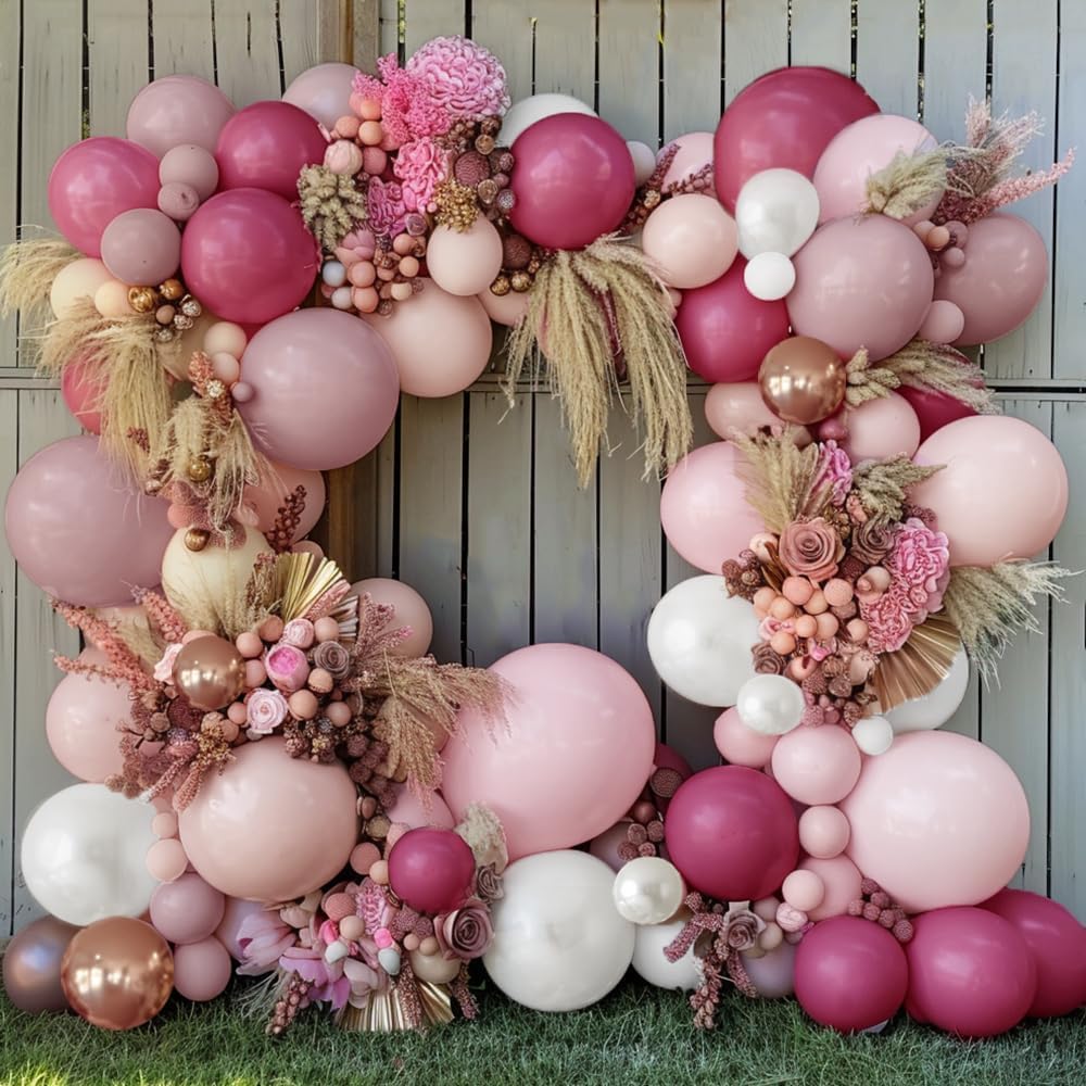Dusty Rose Balloon Garland - Balloons Light Pink Pearl White Cream Boho Latex Arch Kit for Girls Women Birthday Baby Shower Bridal Engagement Party Decorations