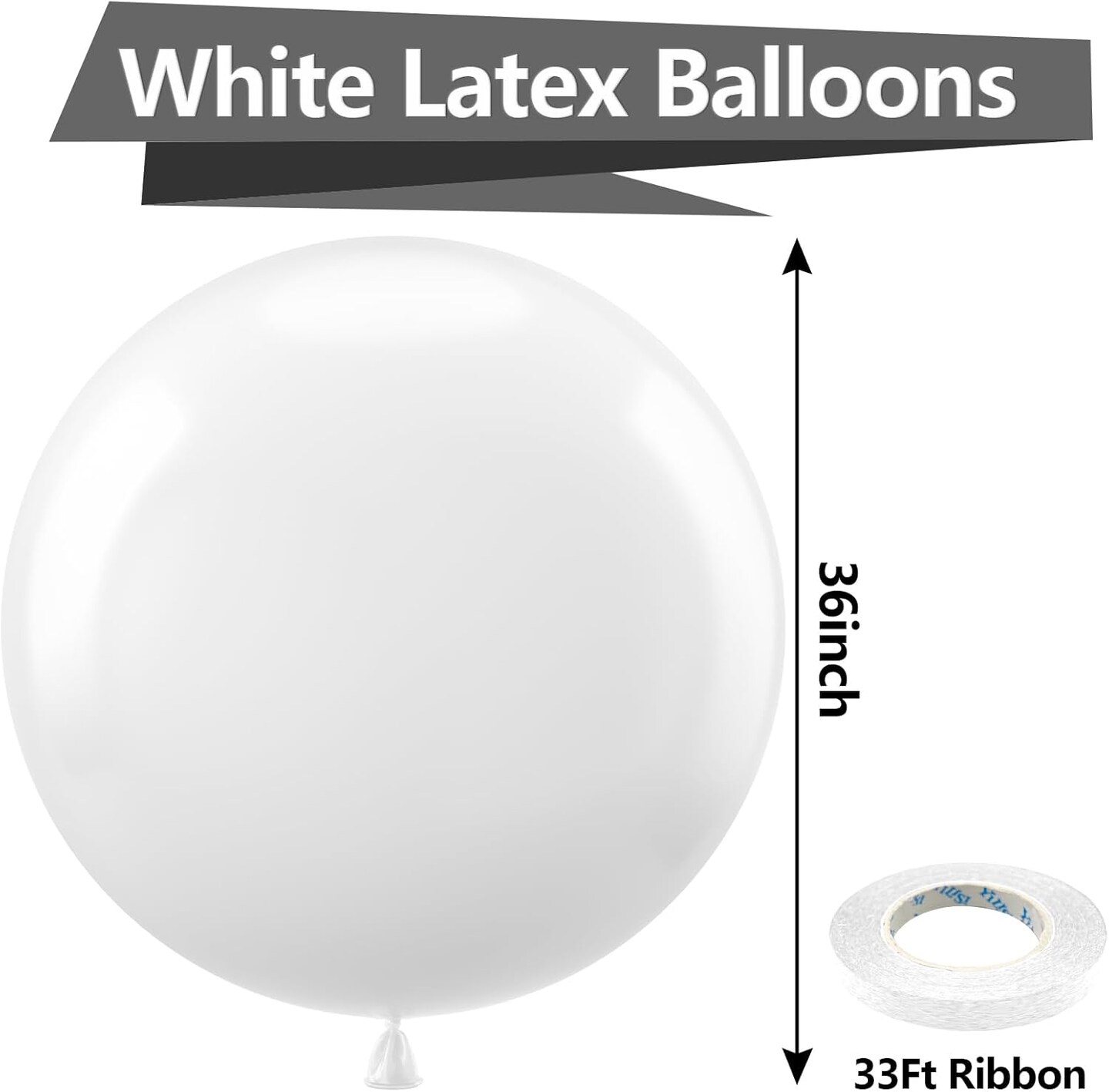 White Giant Balloons 36 Inch - 8 Pack Jumbo White Balloons Large Round White Latex Balloons for Photo Shoot Birthday Baby Shower Wedding Party Decorations