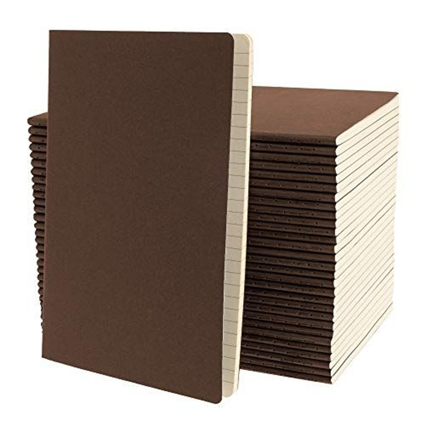 Simply Genius (30 Pack) Travel Journal, Travelers Notebook Set: Softcover Journals to Write in for Women, Journal for Men, Writing Notebook Lined, 92pg Ruled, 5.5 x 8.3, Brown