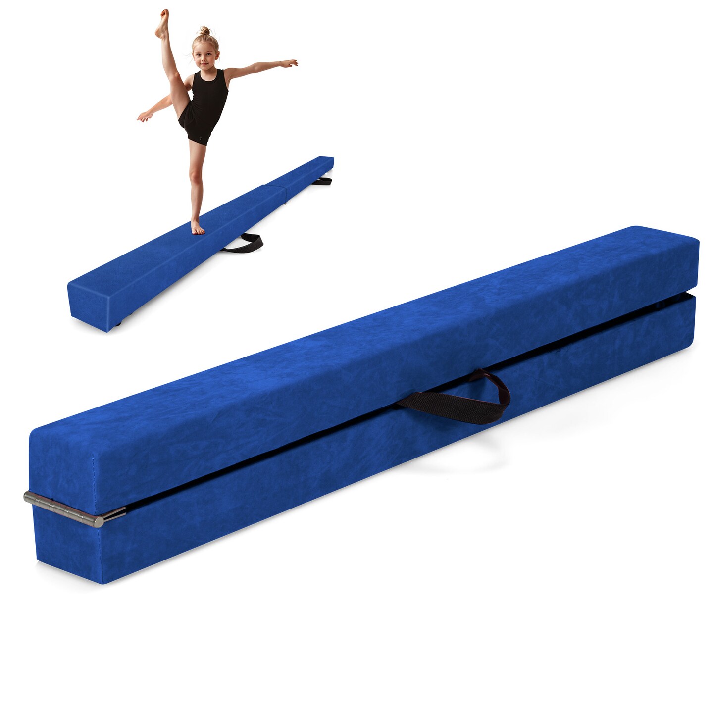 8 Feet Portable Folding Gymnastic Balance Beam with Solid Wood Base Ideal for Walkover or Cartwheel