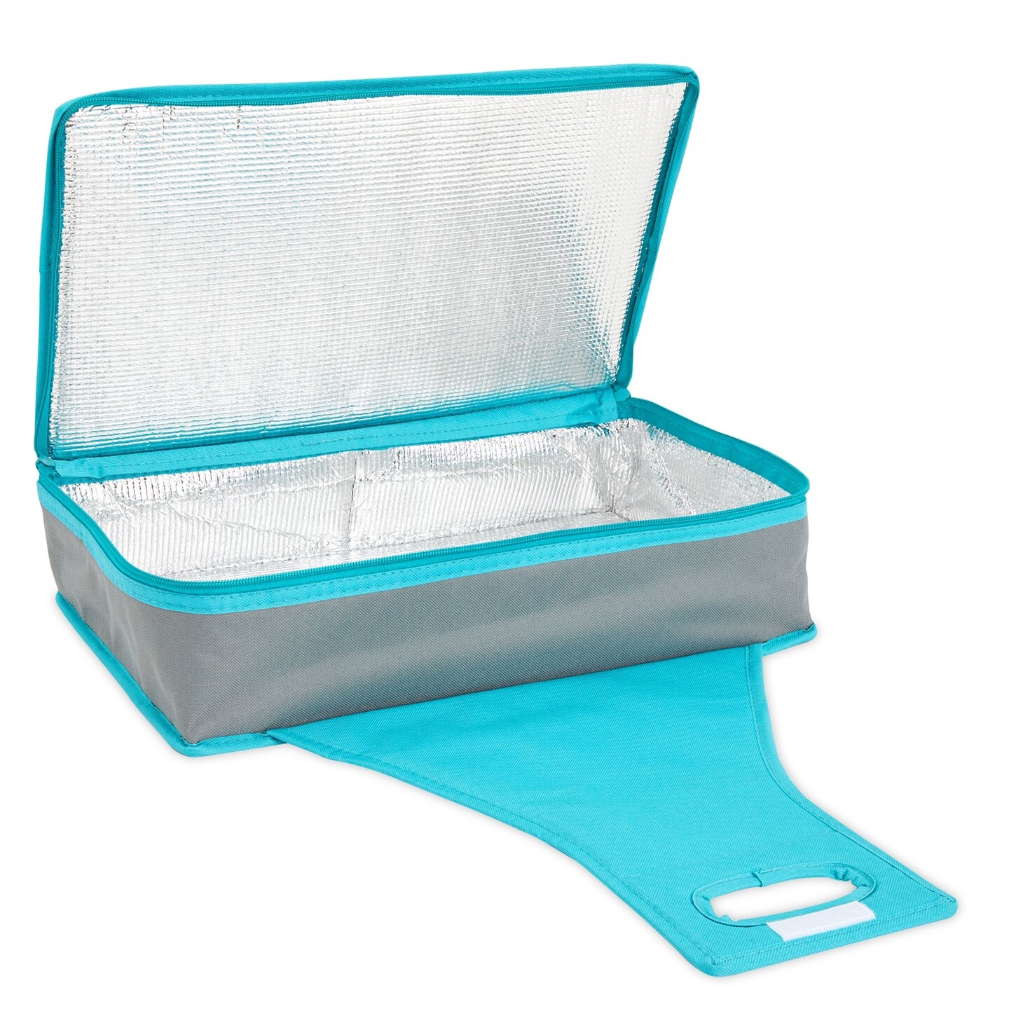 Thermal Insulated Casserole Carrier - Food Warmer Bag Container to Keep Food Hot for Lunch, Potluck Dish, Picnics, Pie, Transport (Teal and Gray, 16x10x4 in)
