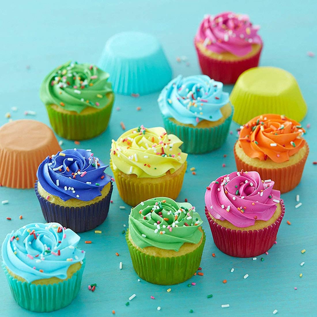 Colored Mini Paper Cupcake Liners Vibrant Muffin Baking Cups 400-Count