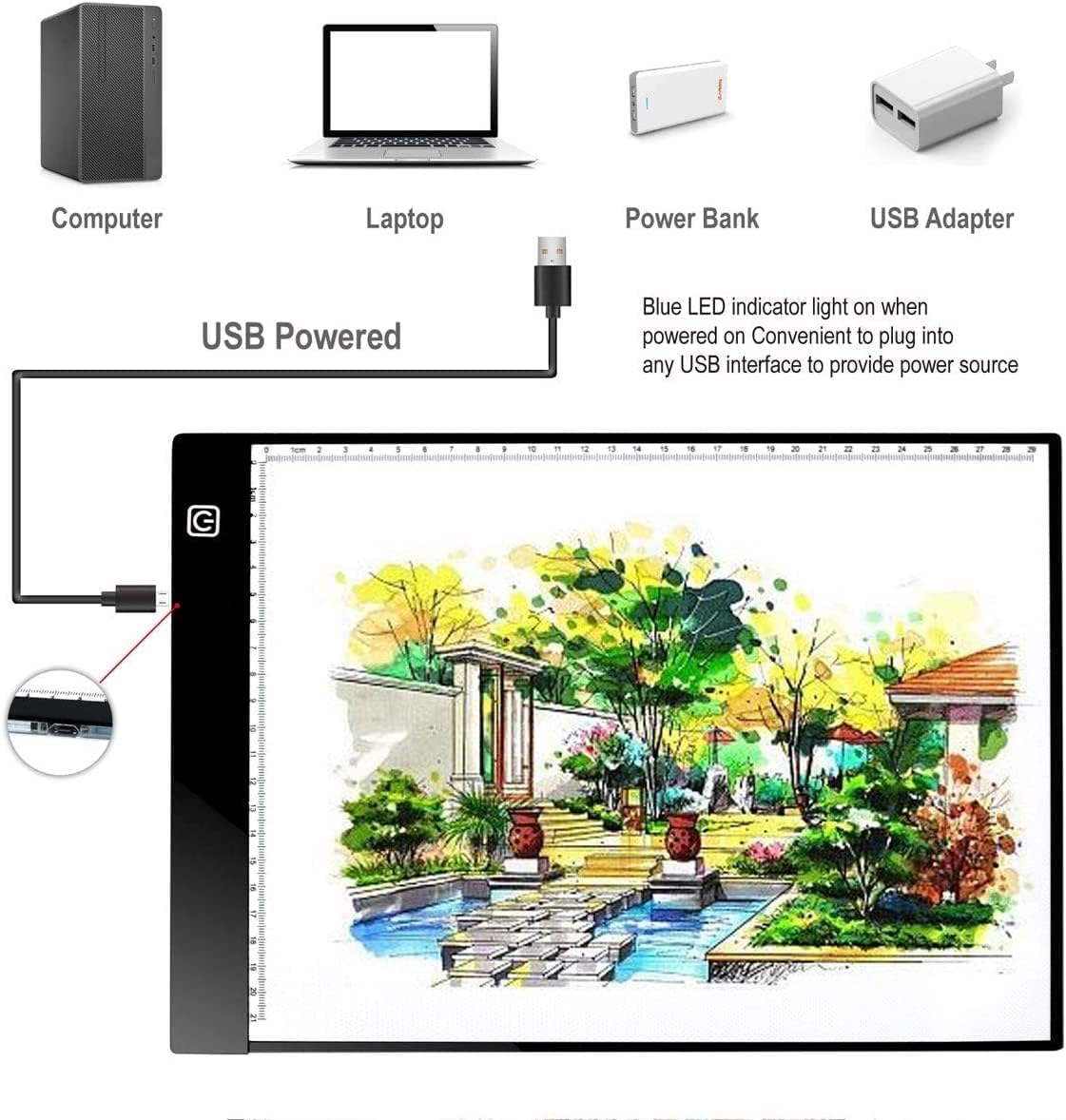 A4 Ultra-Thin LED Light Box Tracer USB Power Cable Dimmable Brightness LED Artcraft Tracing Light Box Light Pad