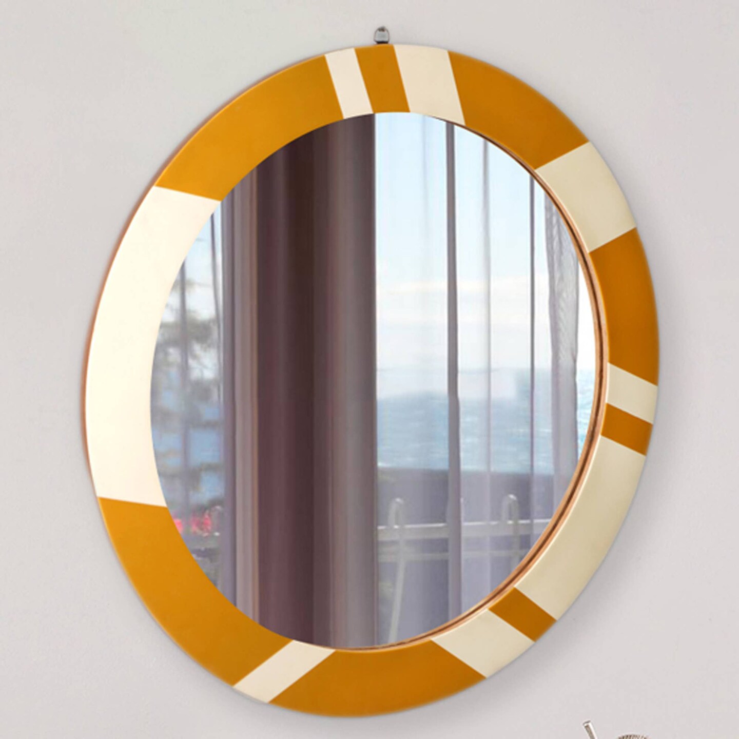 30&#x22; Decorative Round Golden &#x26; Ivory Wall Mirror