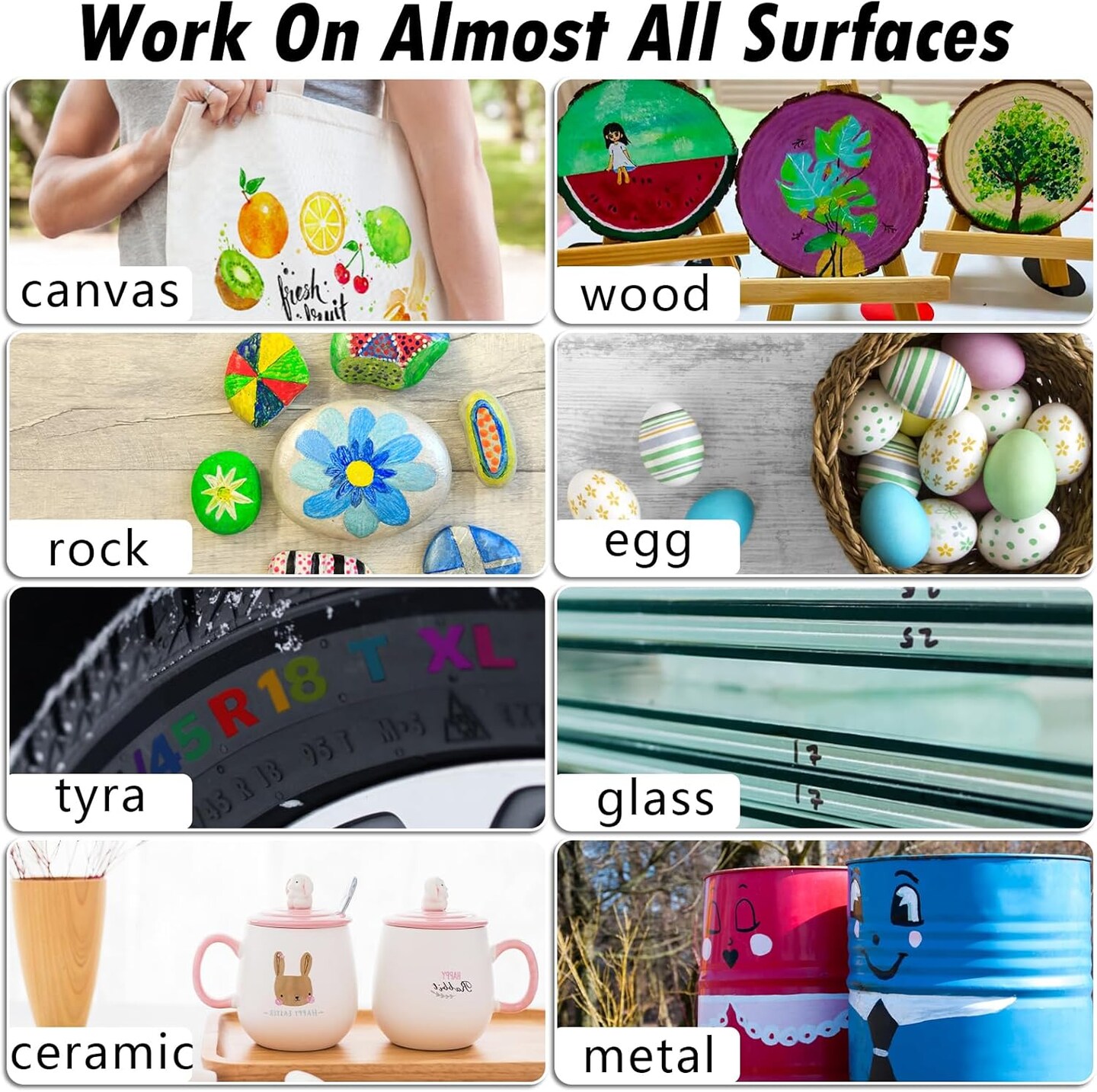 Brown Paint Markers, 8 Pack Oil-Based Waterproof Quick Dry Permanent Paint Pen Set for Rocks Painting, Wood, Fabric, Plastic, Canvas, Glass, Mugs, Metal, Tire, Stone, DIY Craft