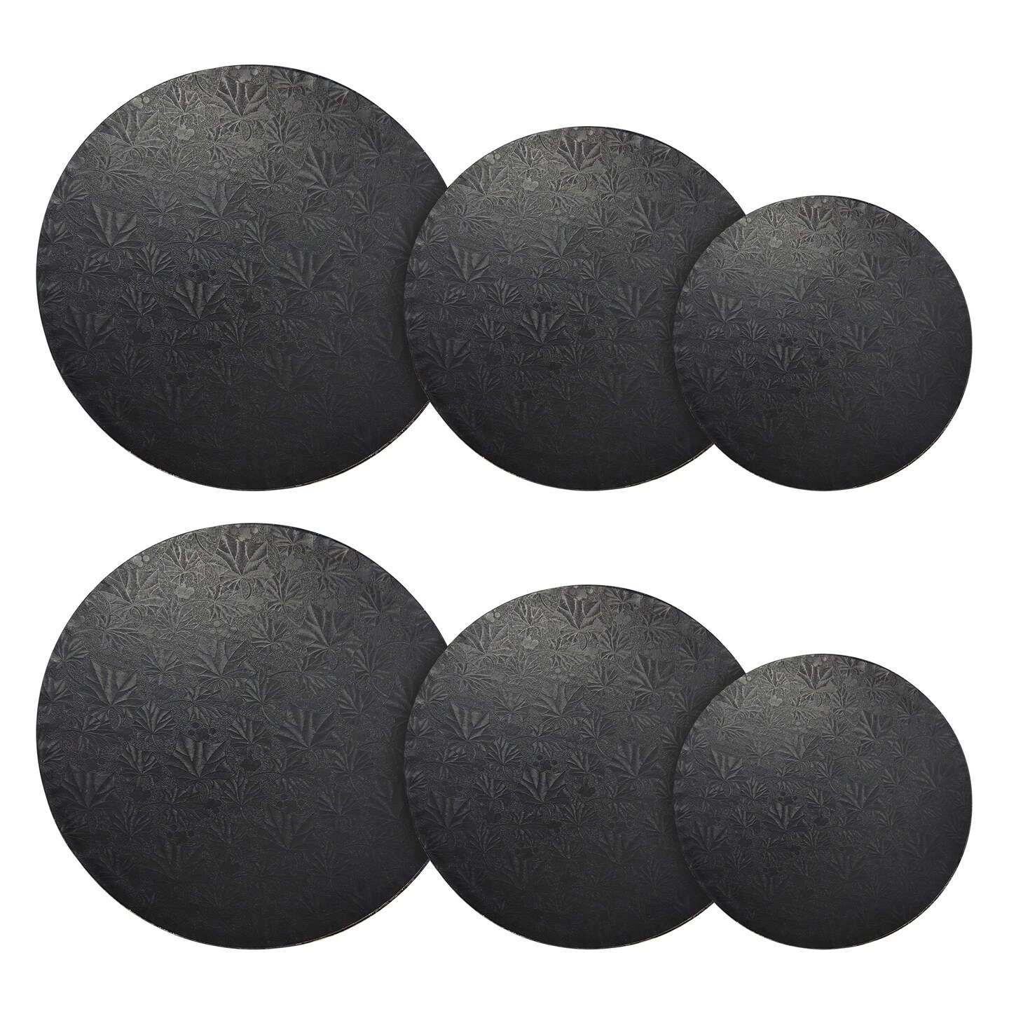 Juvale Set of 6 Black Cake Drums, 8, 10, and 12-Inch Round Cake Boards for Baking, 1/2&#x22; Thick Sturdy Decorating Supplies (2 of Each Size)