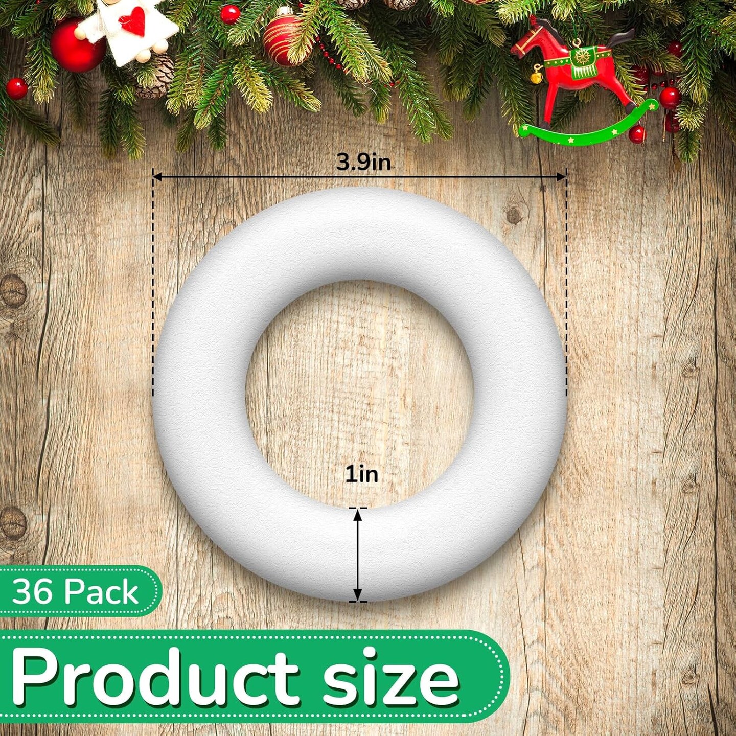 36 Pcs Foam Wreath Frame Form Small Polystyrene Foam Rings for Crafts Round White Wreath Circles for DIY Wedding Party Holiday Anniversary Door Home Flower Art Supplies(4 x 1 Inch)