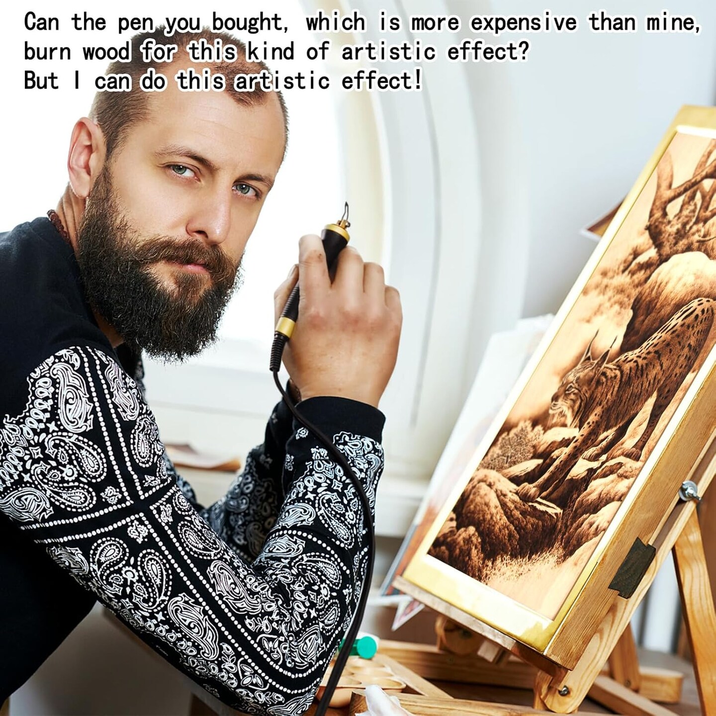 LH55-3-3 Wood Burner kit Wood Burning Tool Pen 200~750&#x2103;, Wood Burning kit with Digital Thermometer Temperature Adjustable Temperature 3 pyrographic Wood Burning pens 37 Wood Burning Pen Tips