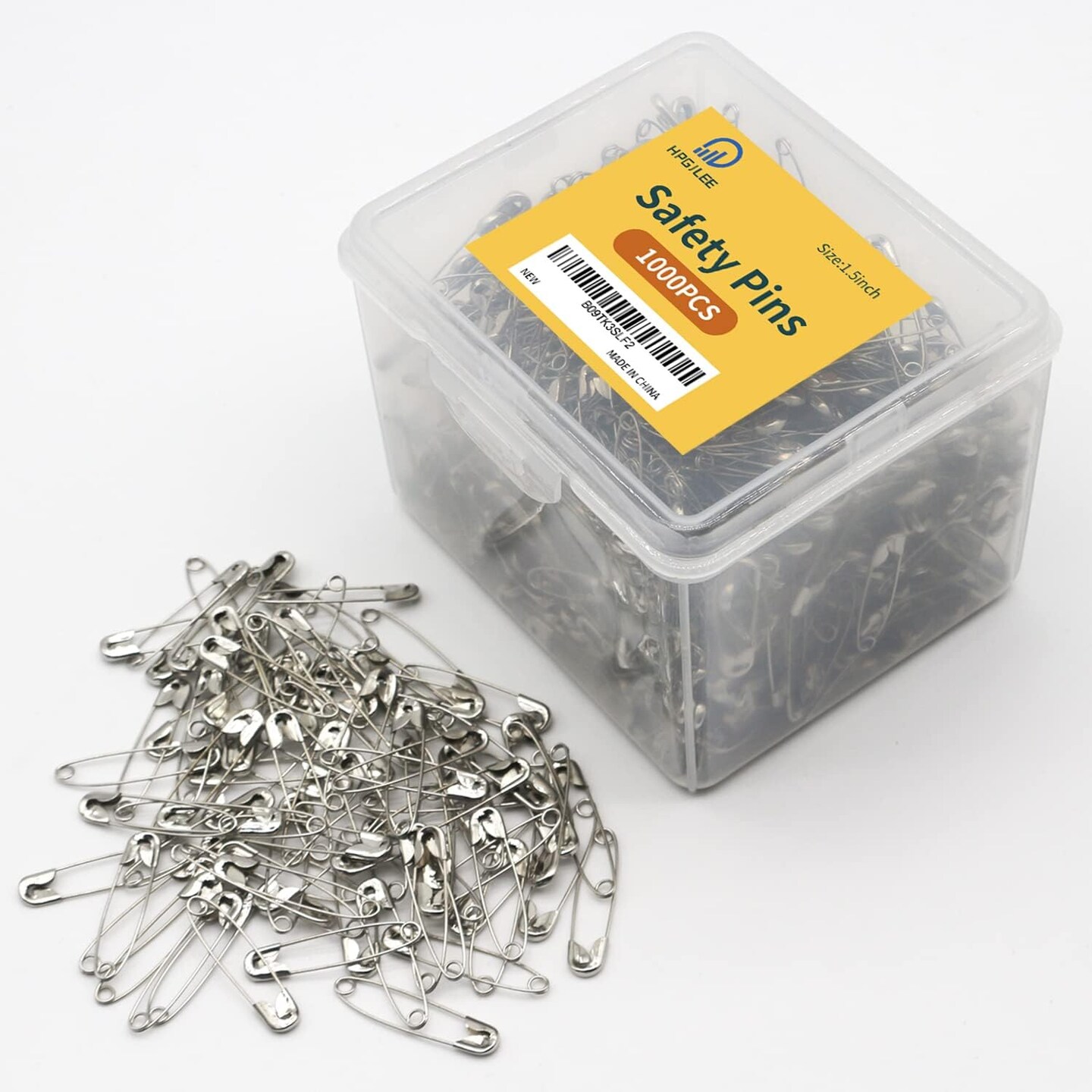 1000Pcs Safety Pins Assorted, 1.5 Inch Rust-Resistant Steel Wire Silver
