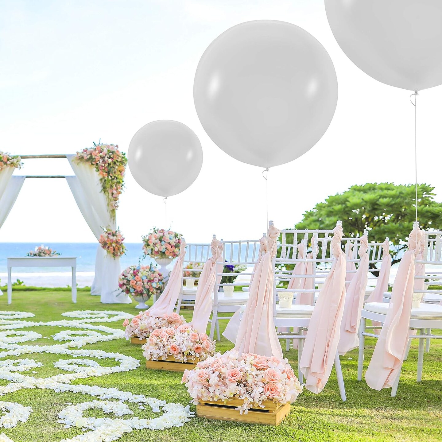 White Giant Balloons - 8 Jumbo 36 Inch for Photo Shoot, Wedding, Baby Shower, Birthday Party and Event Decoration - Strong Latex Big Round - Helium Quality