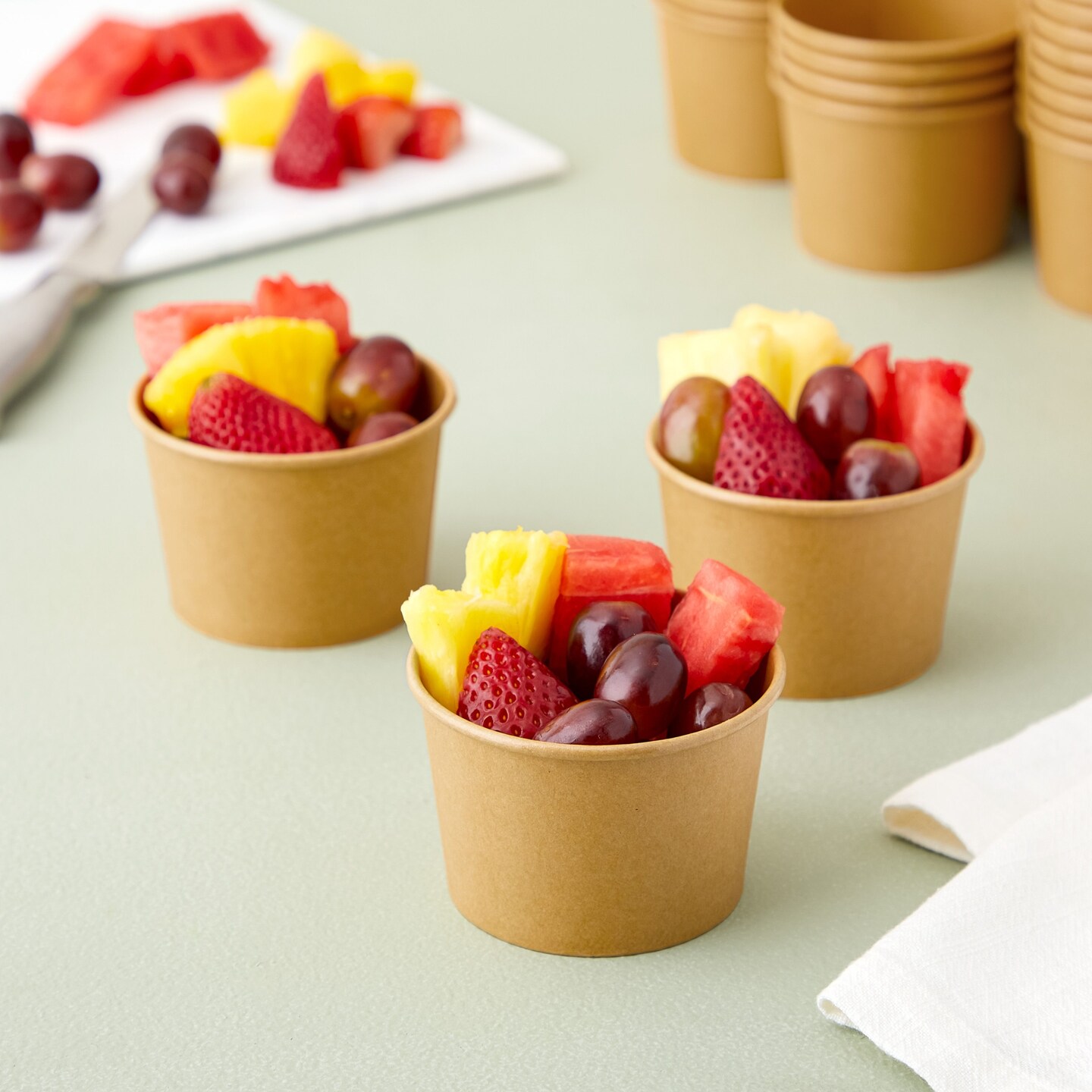 100 Pack Paper Ice Cream Cups, Disposable Dessert Bowls for Sundae Bar, Frozen Yogurt, Brown (8 oz)