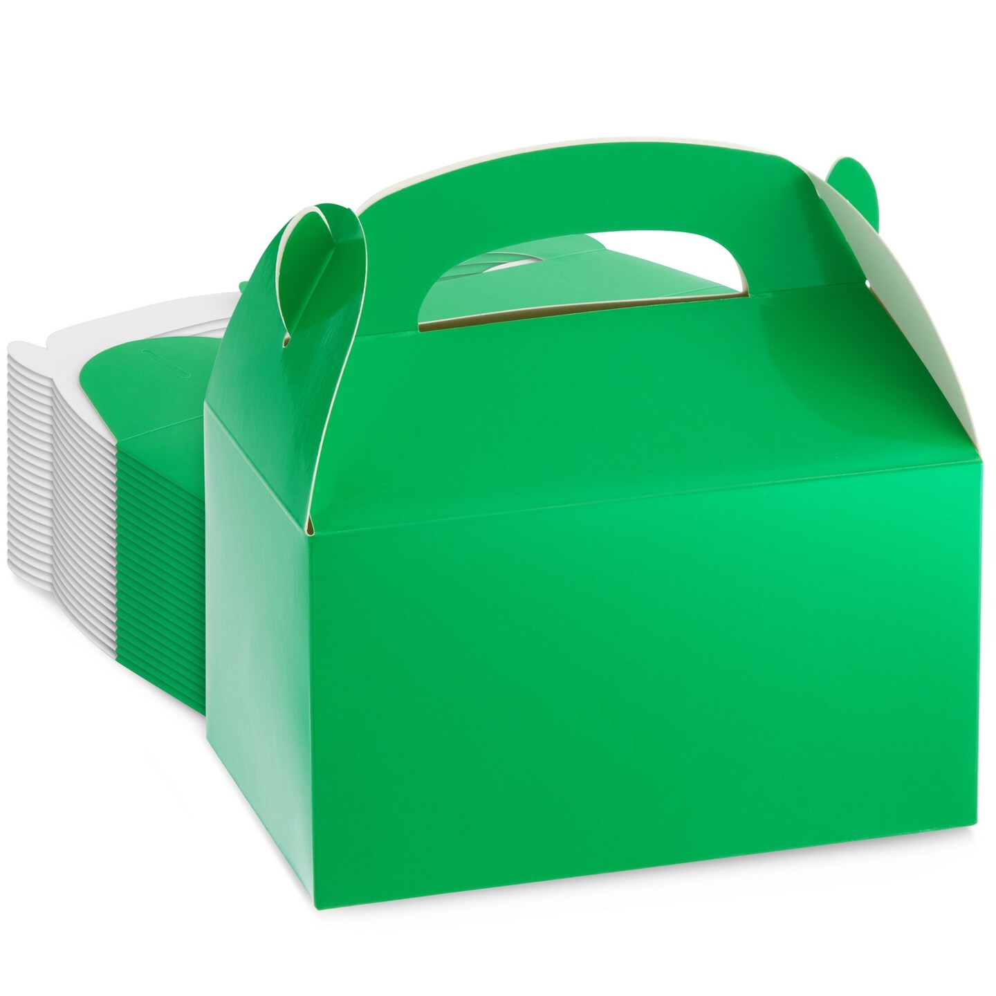 24-Pack Green Gable Boxes - Green Party Boxes for Kids Birthday, Party Favors, Candy, Goodies, Treats (6.2x3.5x3.6 In)