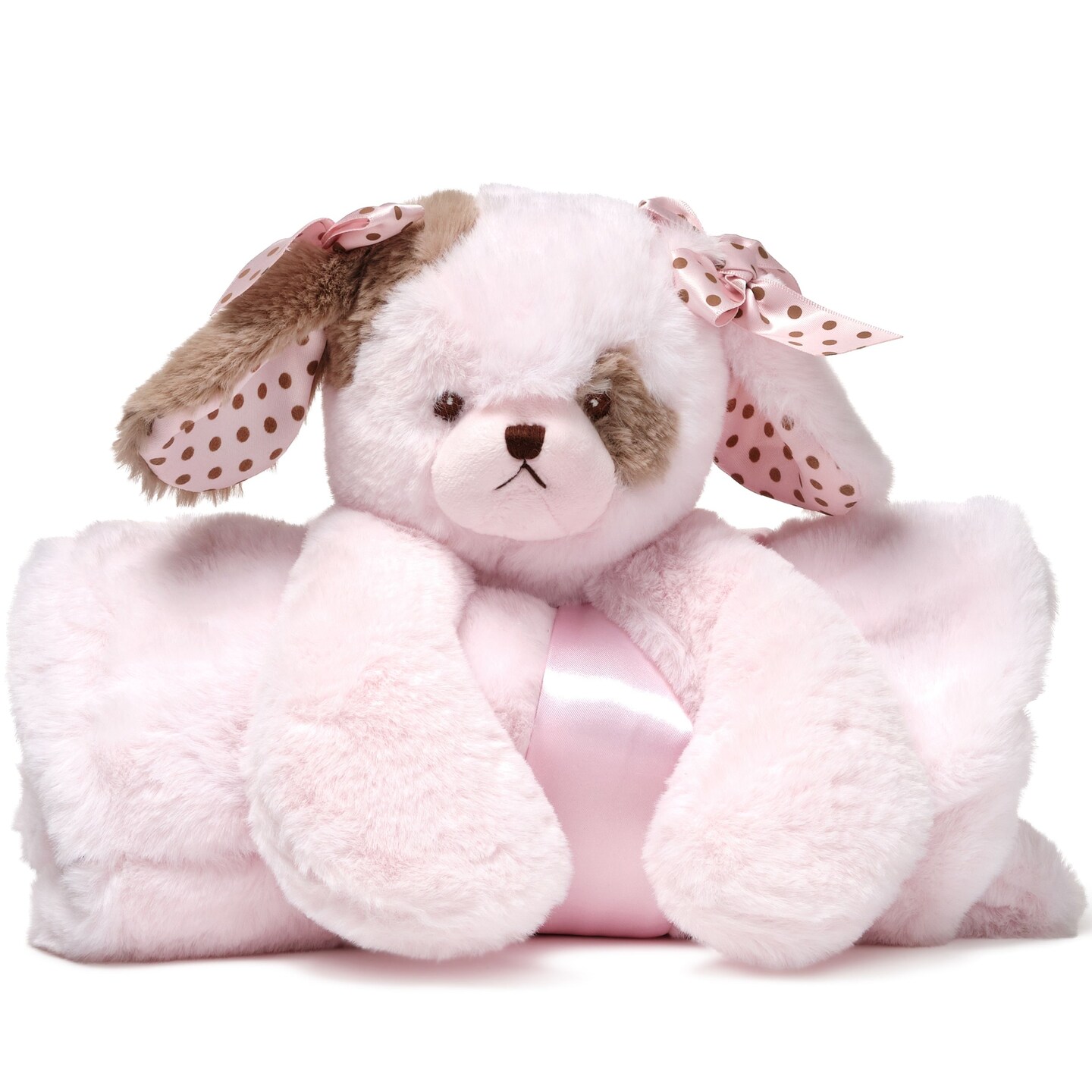 Bearington Baby Wiggles Cuddle Me Sleeper, Pink Puppy Dog Large Size Security Blanket, 28.5&#x22; x 28.5&#x22;