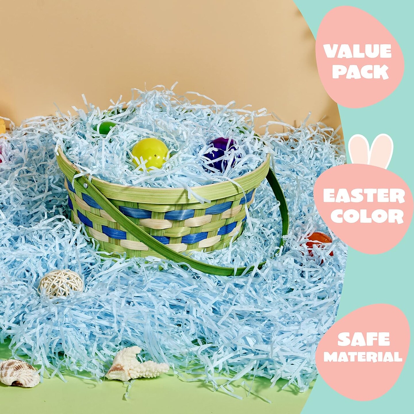 Easter Fake Grass in 4 Colors Paper Shred Filler for Basket Filling
