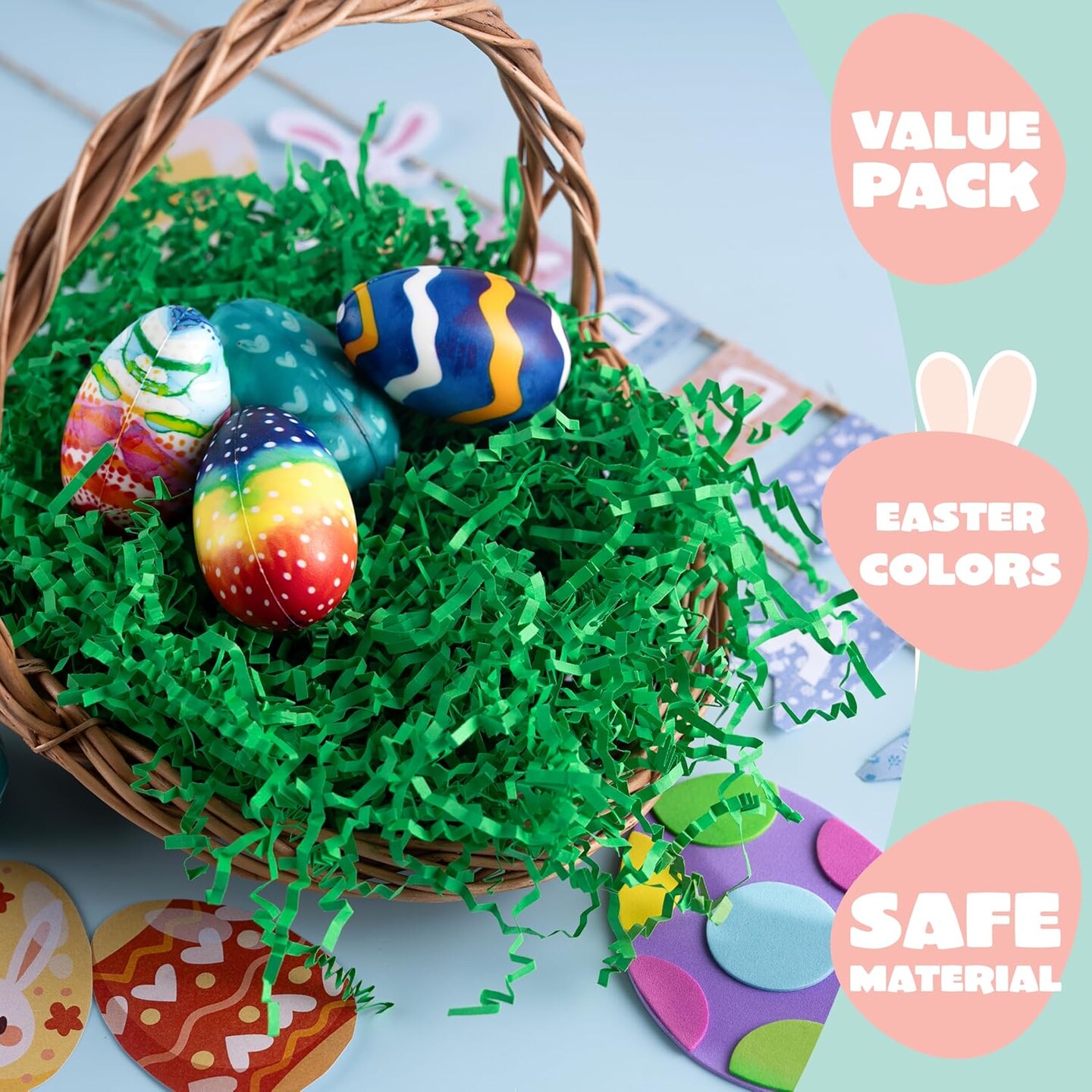 8oz Easter Grass, Pure Dark Green Recyclable Paper Grass