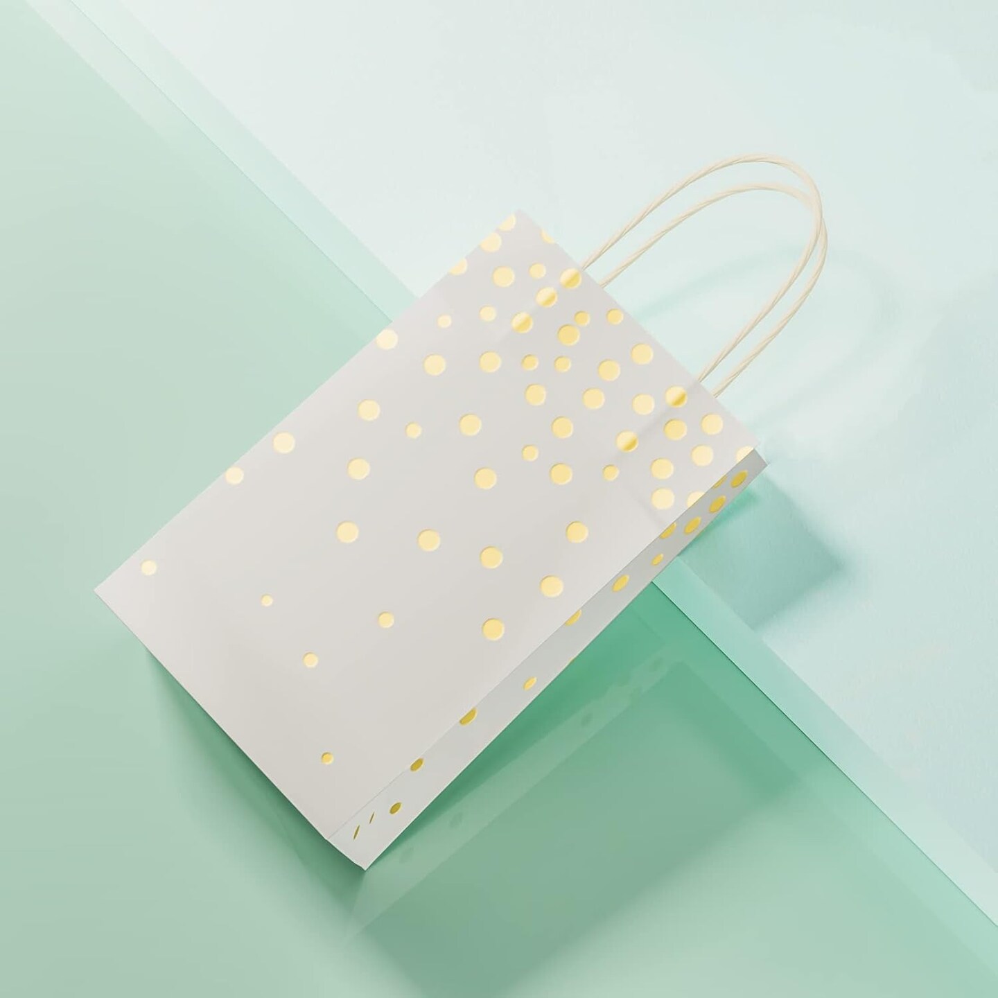 White and Gold Foil Paper Gift Bags with Handles, 25 Pieces Party Favor Bags Birthday Bags