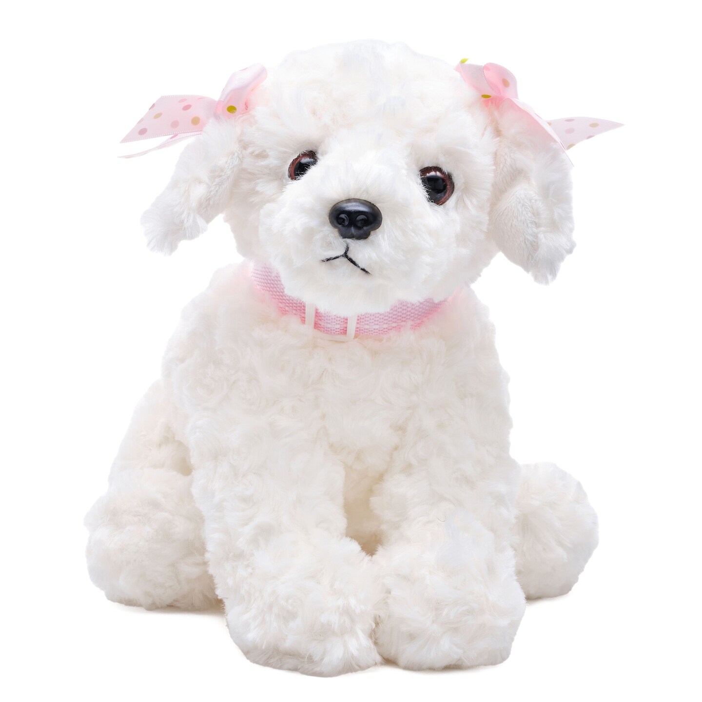 Bearington Sassy Plush Stuffed Animal White Puppy Dog 10 inches, For Ages 3-14