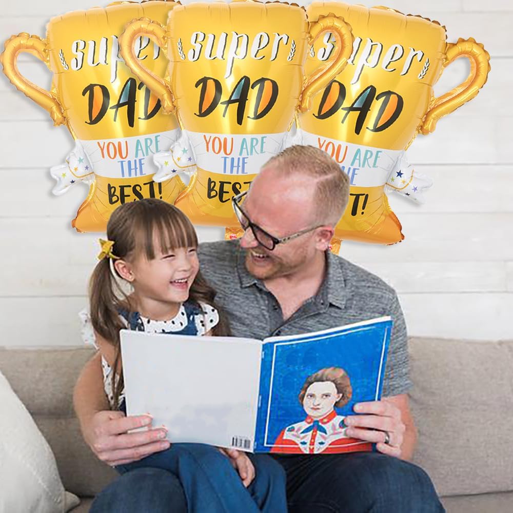 Trophy Balloon Father's Day Balloons Foil Balloons for Father's Day Themed Party Happy Father's Day Party Supplies Decorations Party Sets-3 PCS